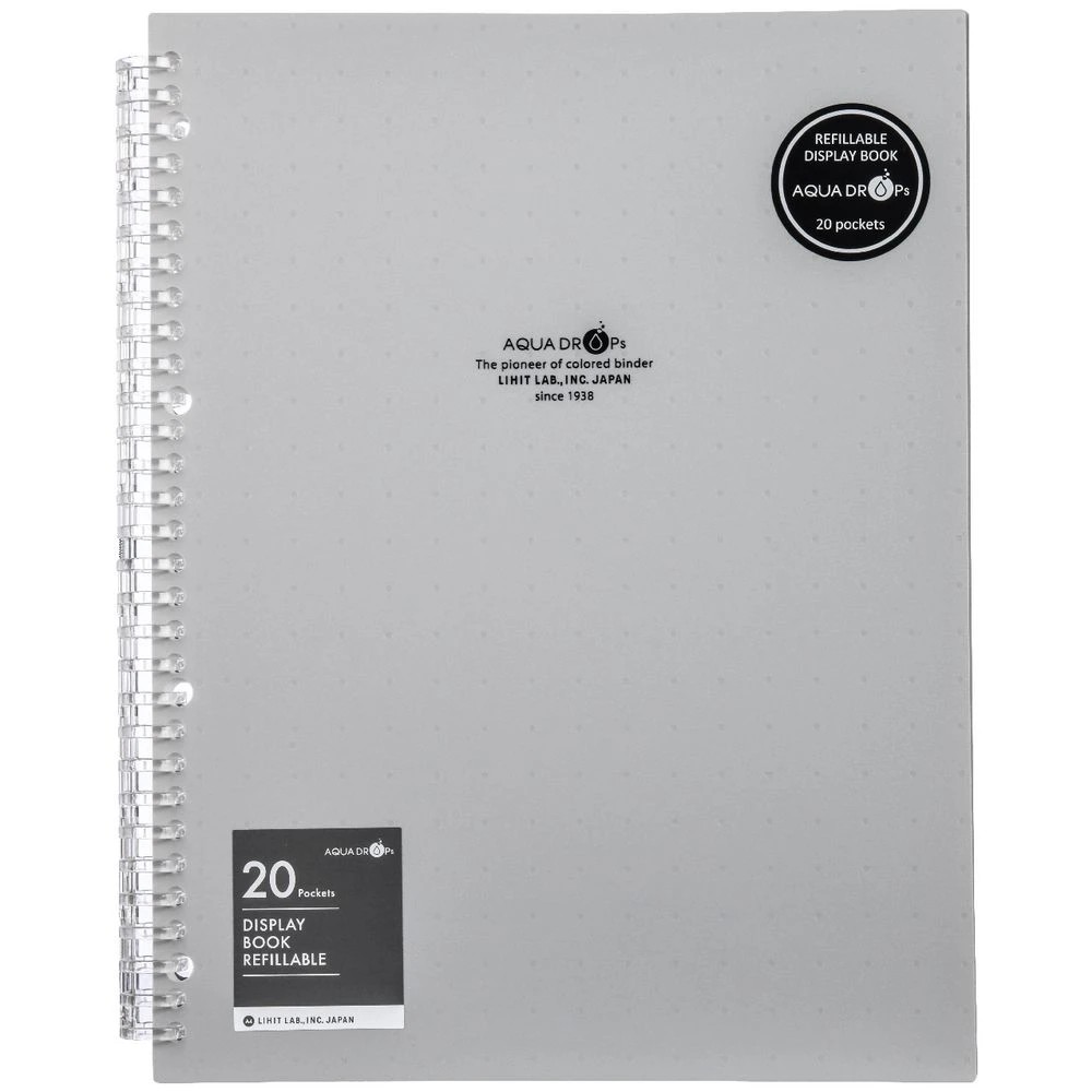 2 Aqua Drops Refillable Display Book A4 20 Pockets Vivid Grey, 2 of 4