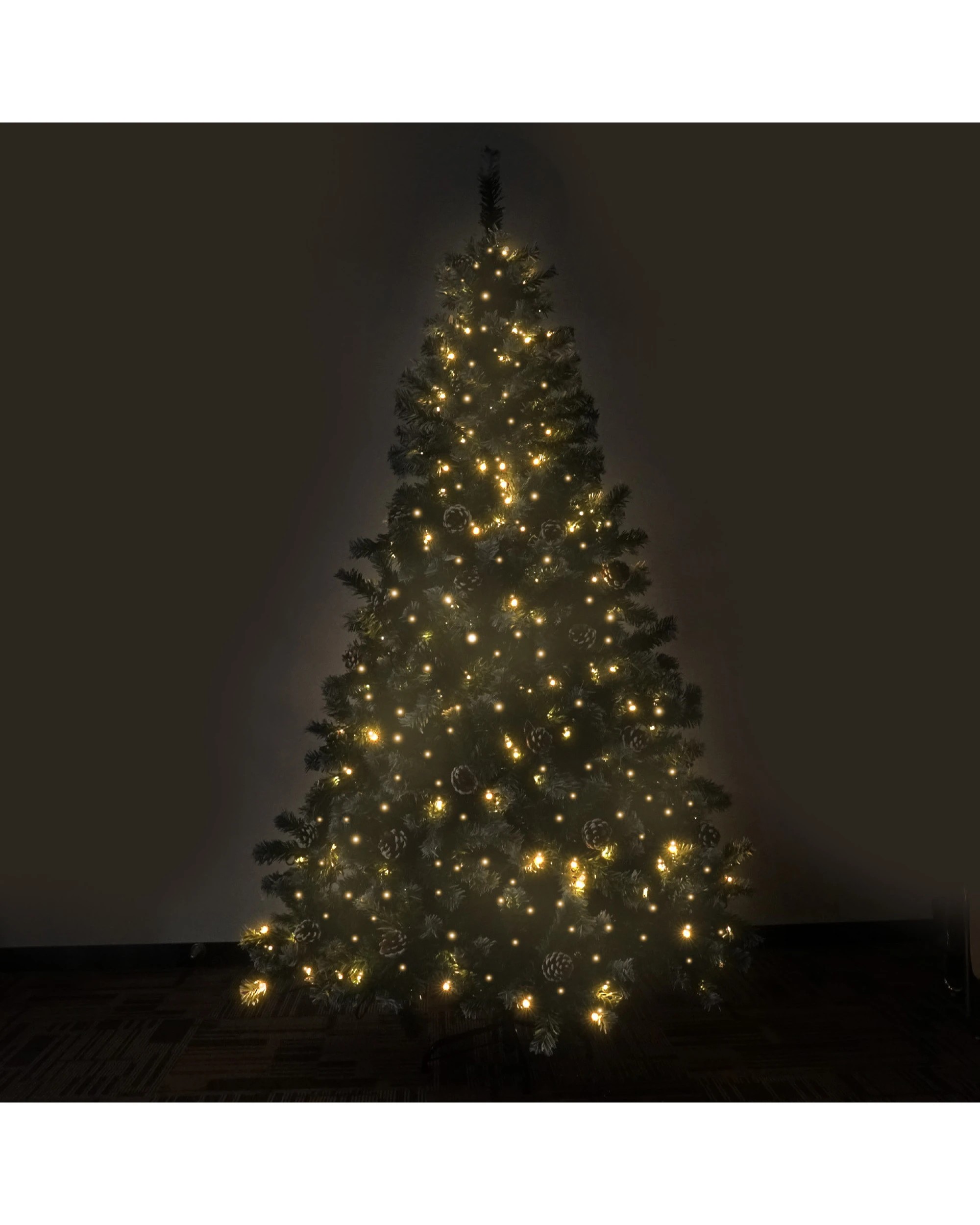 4 Christabelle 2.4m Pre-Lit LED Artificial Christmas Tree with Snow Tipped Needles Pine Cones Stand, 4 of 10