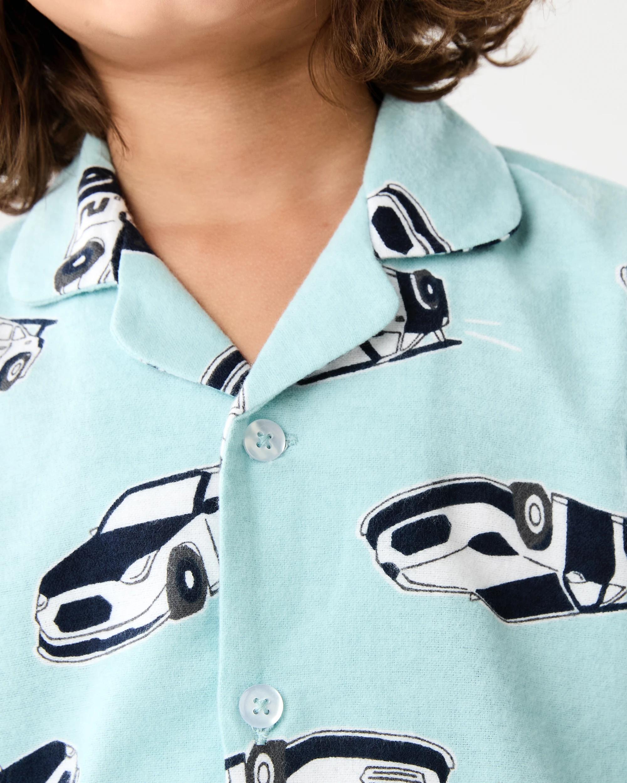 4 Flannel Pyjama Set Grn Car, 4 of 7