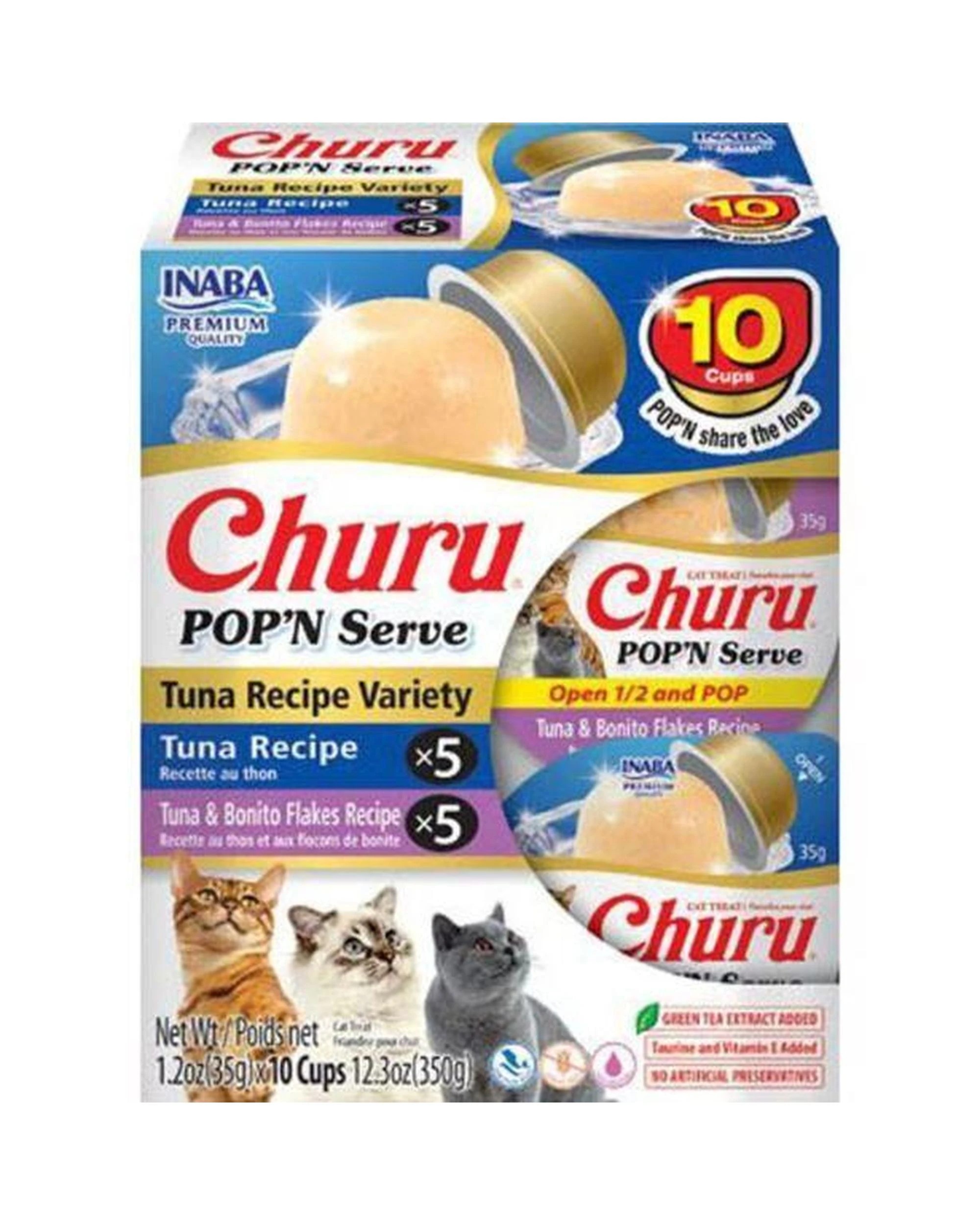1 Inaba Churu Pop N Serve Pet Cat Treats Tuna Variety Pack 10 Pack, 1 of 1