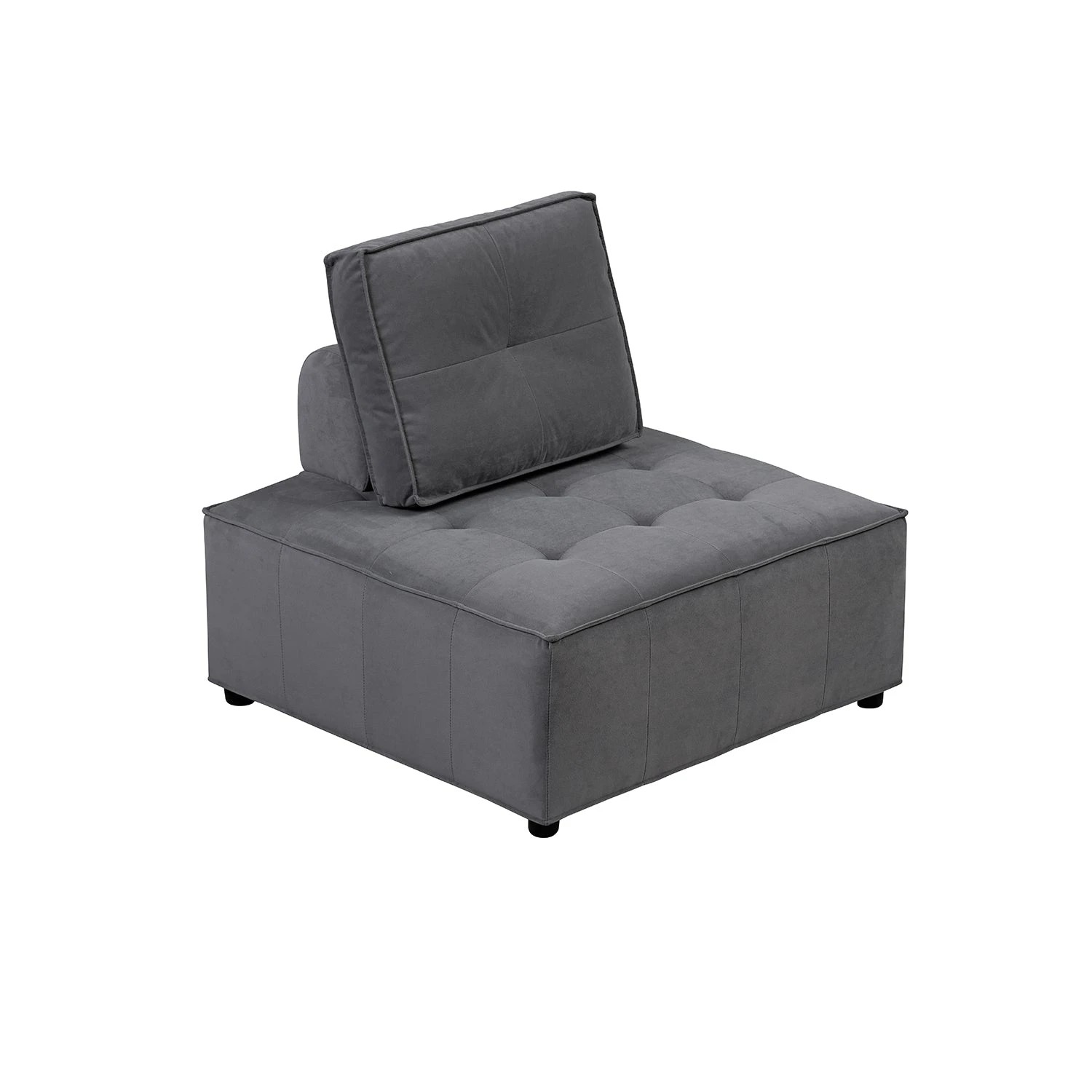 1 Foret 86cm Armless Seat Modular Extension Lounge Couch Velvet Sofa Light Grey, 1 of 9