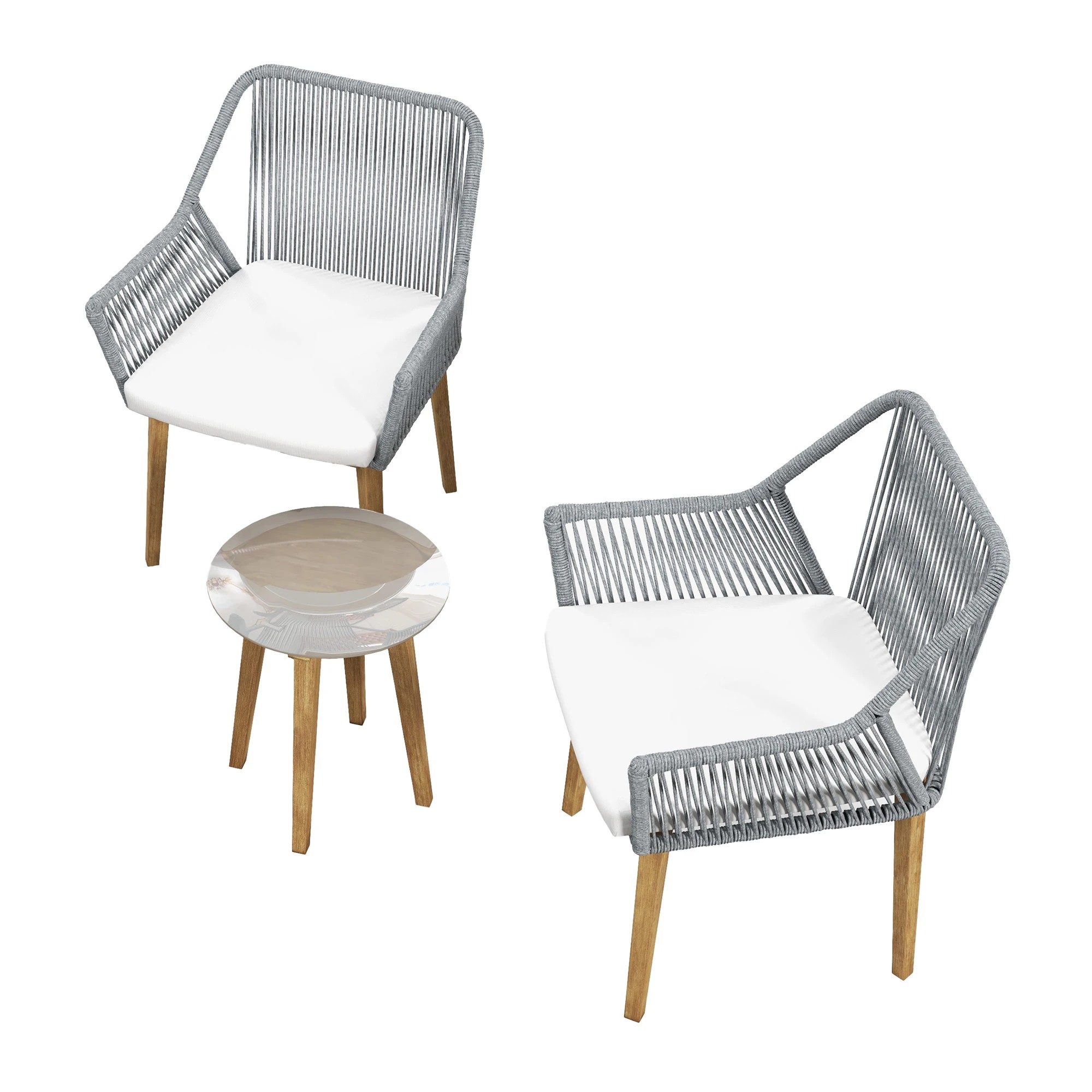 2 Arcadia Furniture 3 Piece Bistro Set Stylish Weather Resistant Outdoor Dark Grey - Grey, 2 of 4