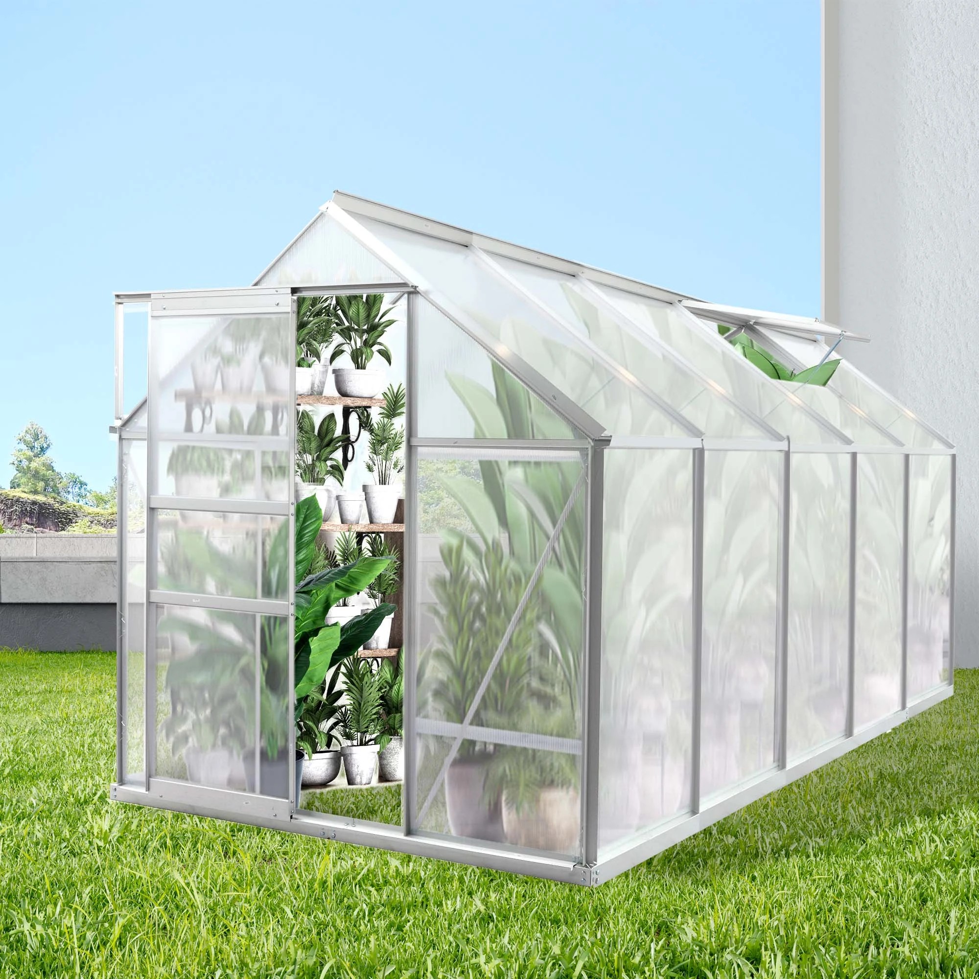 8 Levede Alumium Greenhouse 1.95X1.9X3.16M Polycarbonate Garden Shed, 8 of 9