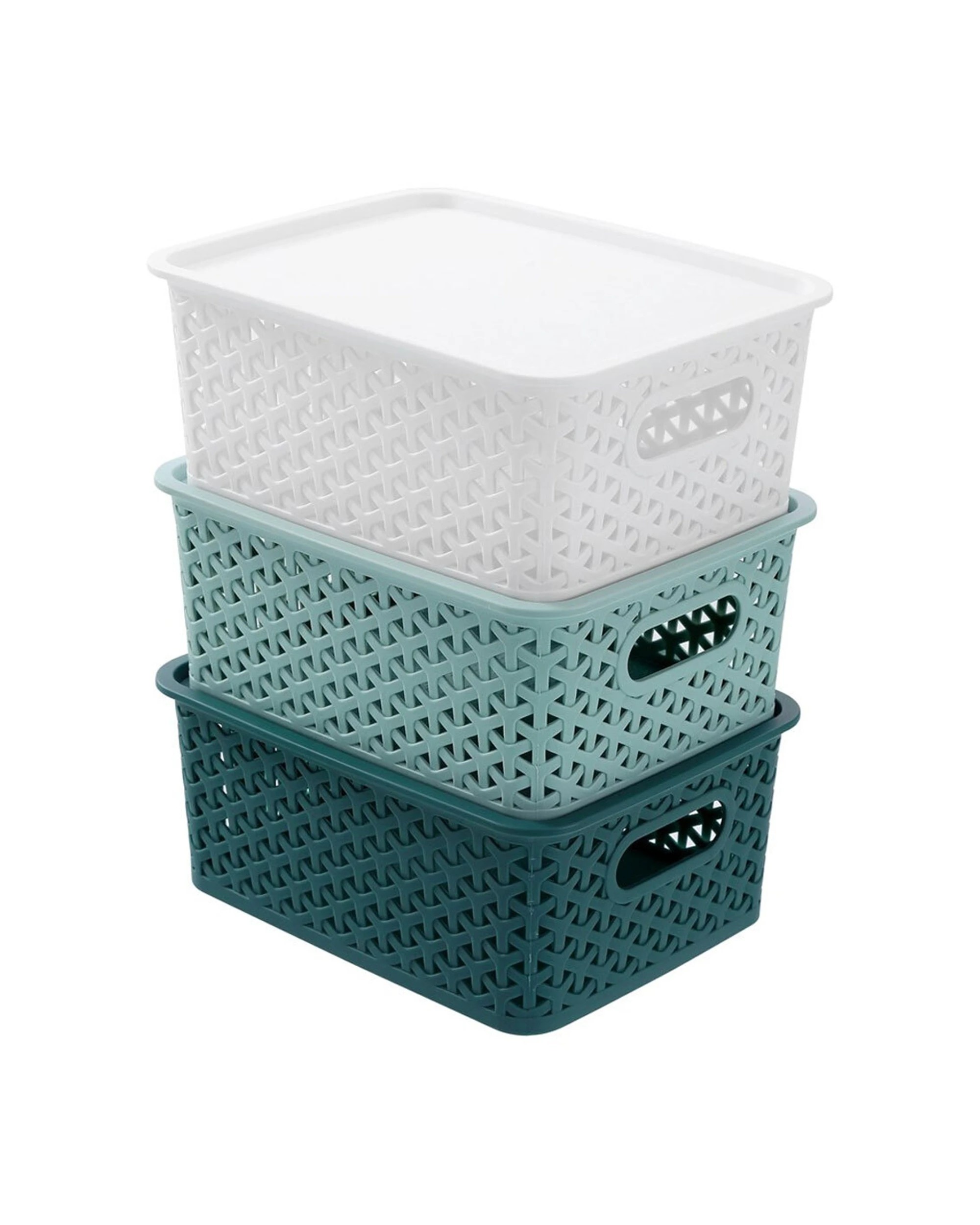 5 Boxsweden Wicker 25cm Woven Texture Storage Basket With Lid Small - Assorted, 5 of 5