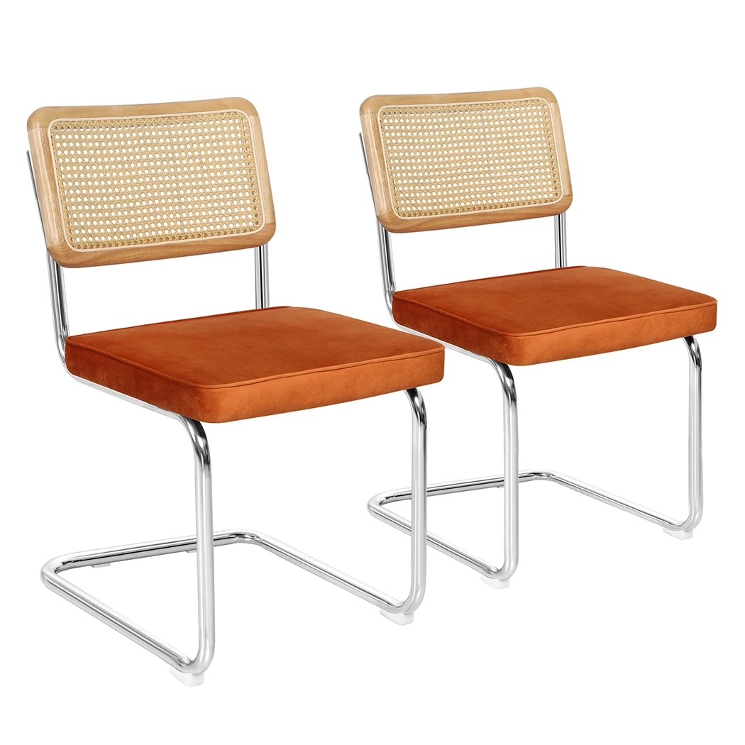 2 Levede 6pcs Replica Cesca Velvet Cantilever Dining Chairs In Brown, 2 of 5