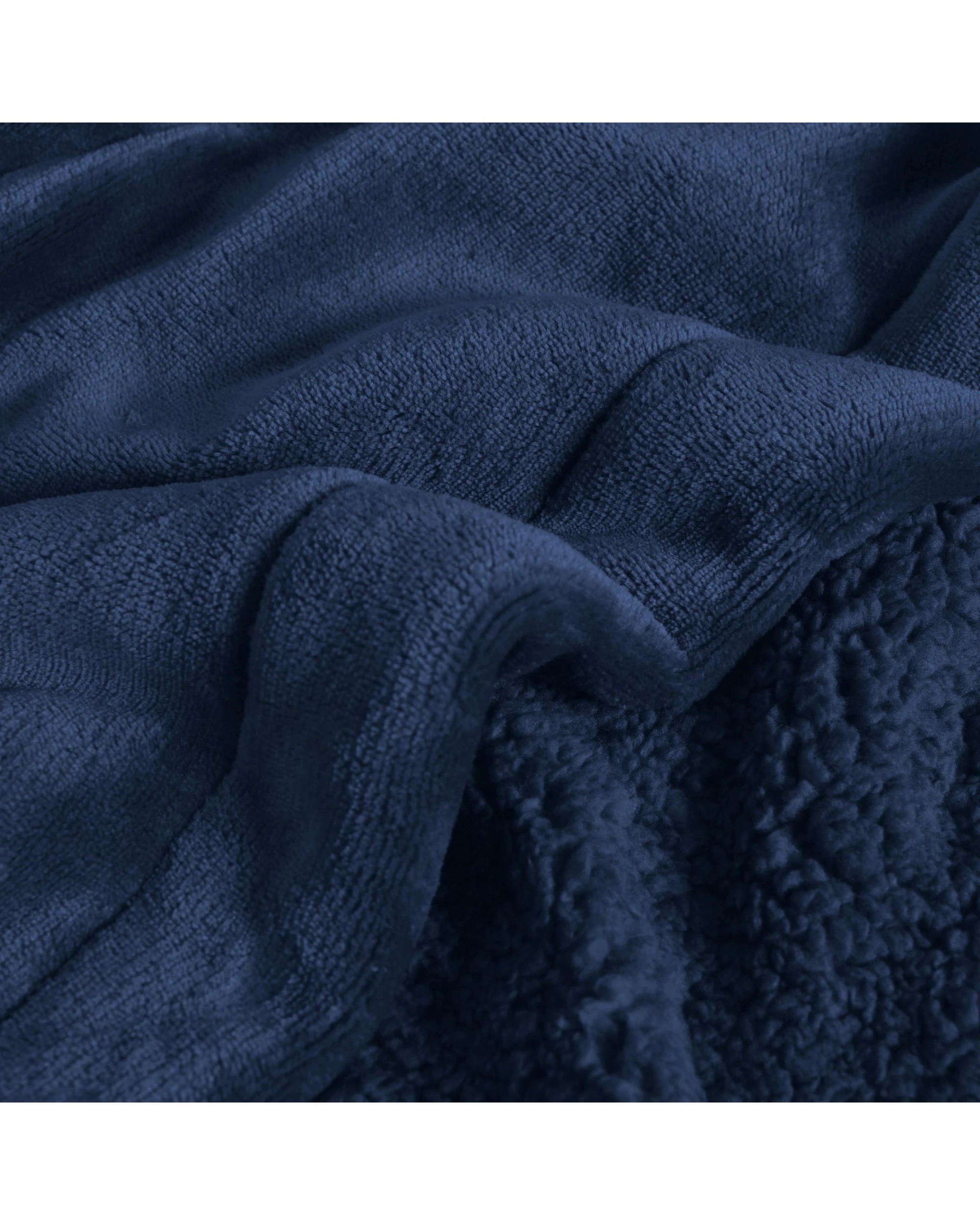 4 Serene Hudson Fleece and Sherpa Reverse Throw Blanket 130x170cm - Midnight Blue, 4 of 6