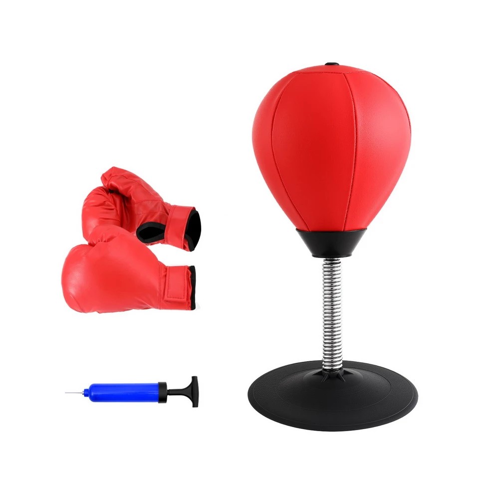 1 Everfit Desktop Punching Boxing Bag Stand Set with Pump Swivel Speed Balls - Red, 1 of 6