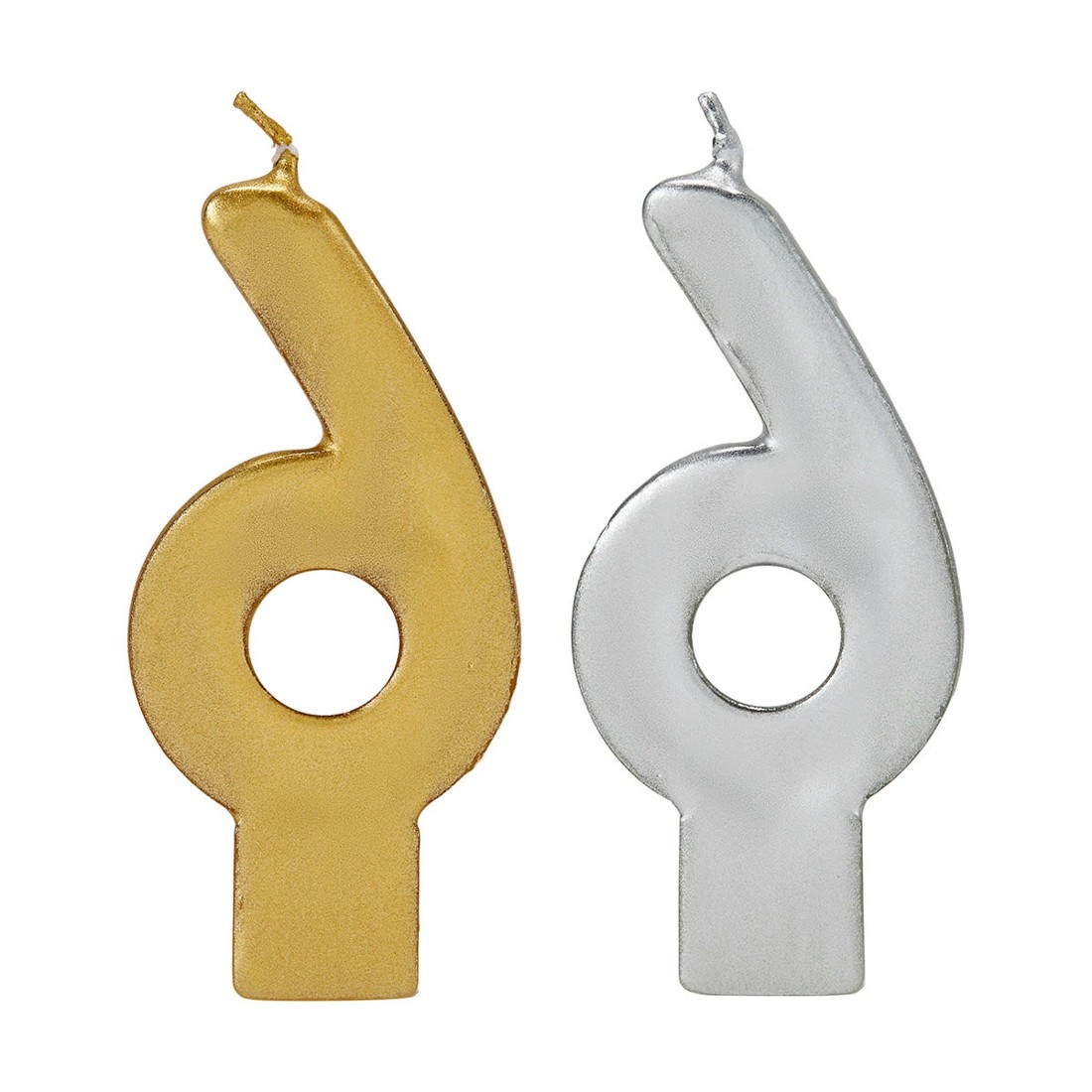 3 Metallic Candle Number 6 - Assorted, 3 of 6