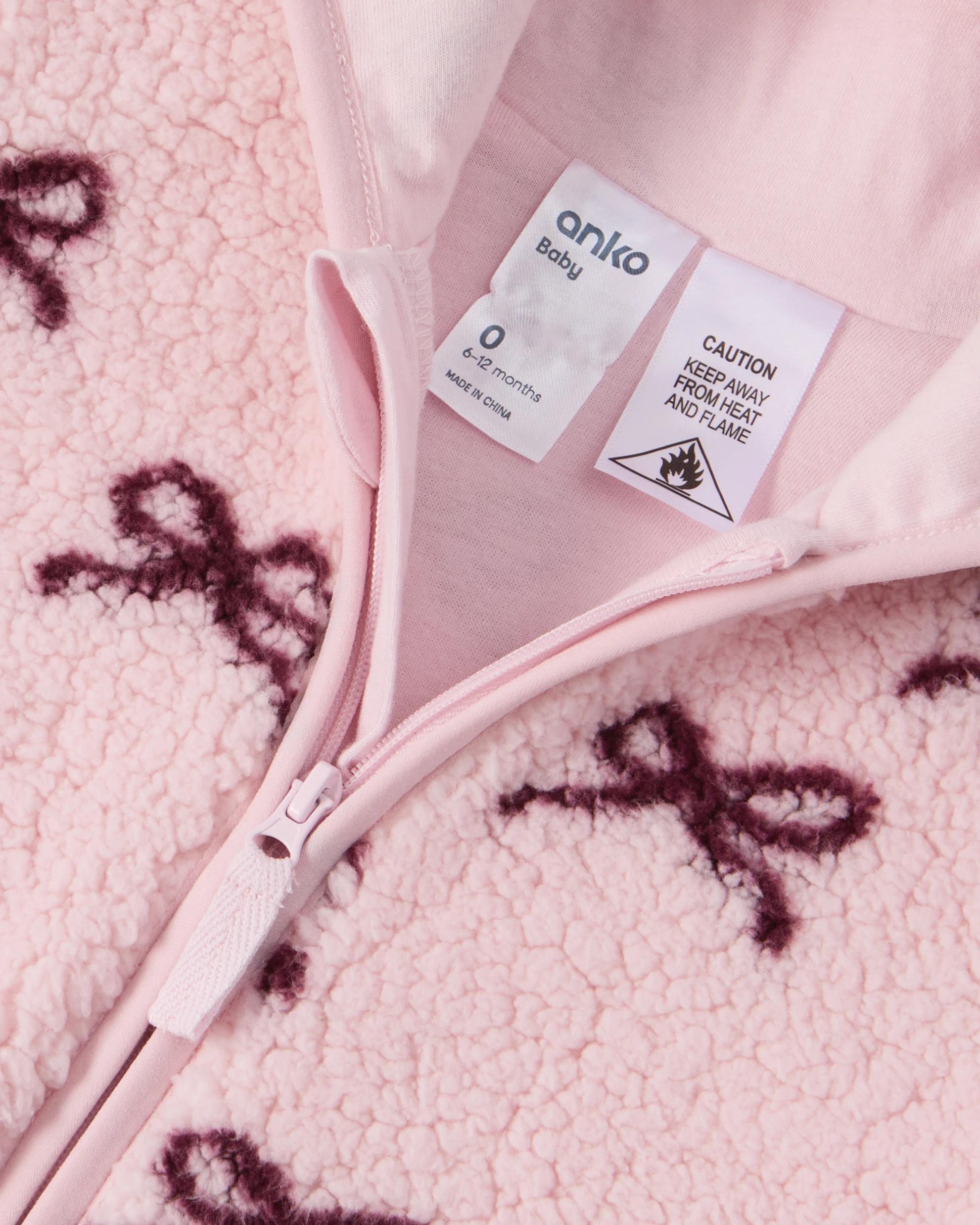 3 Printed Fluffy Pramsuit Pnk Bow, 3 of 4