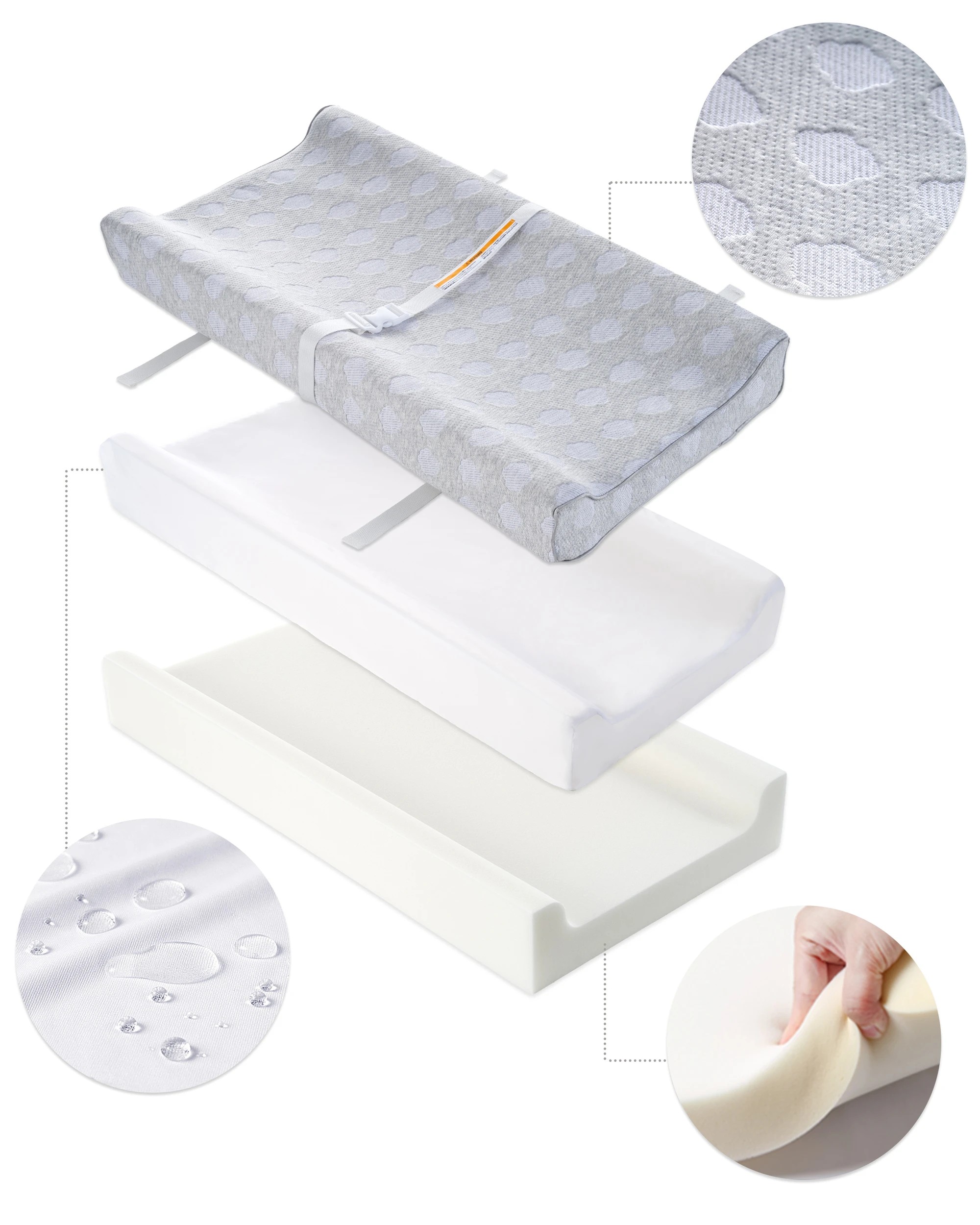 5 PlayPals Baby Changing Pad with Fixing Belt Waterproof Soft Padded - Grey, 5 of 8