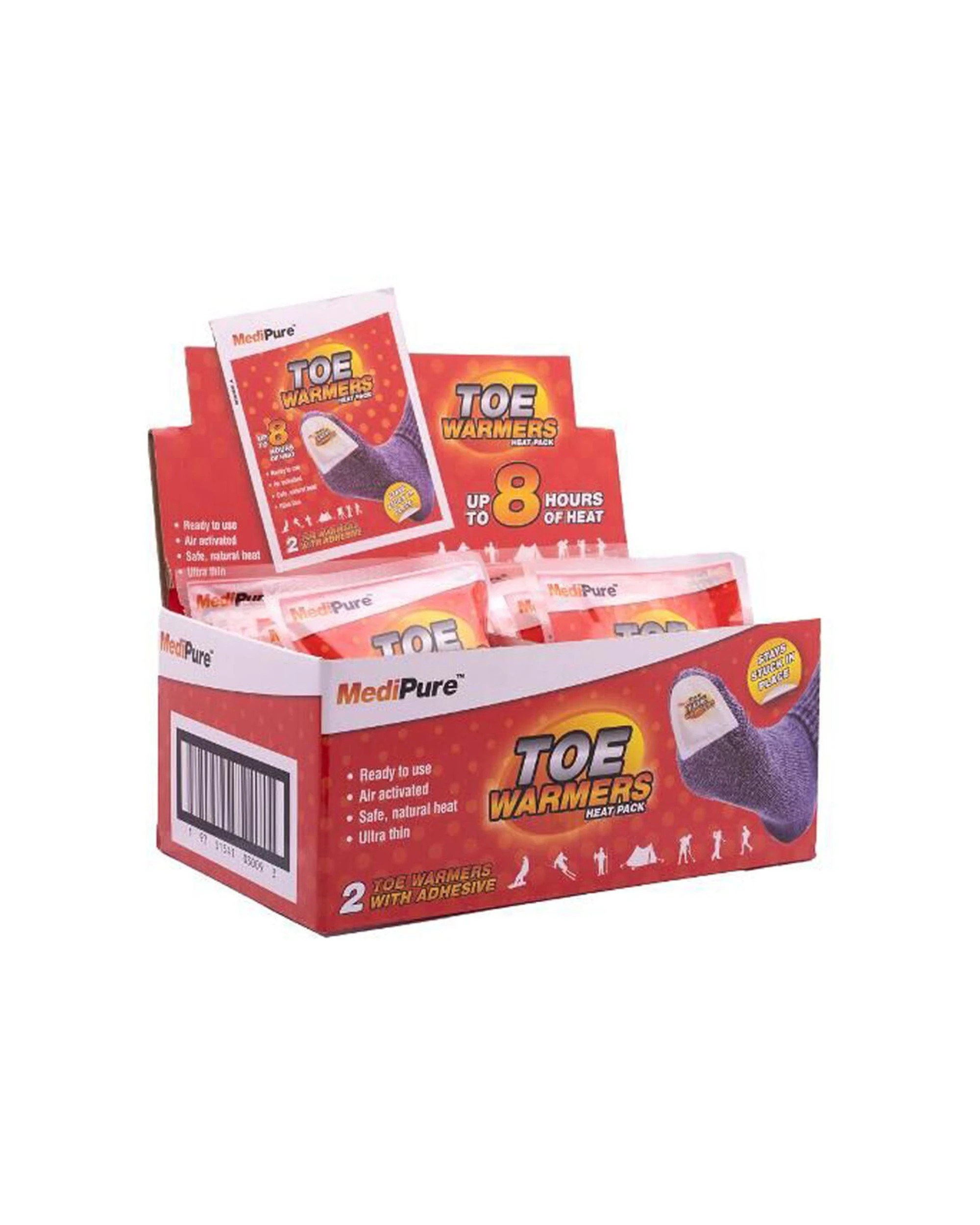 6 Medipure 24x 2pc Ultra Thin Toe Warmers Heat Pack Up To 8hrs Air Activated With Adhesive - Multi, 6 of 6