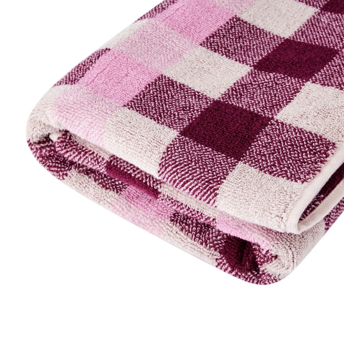 4 Cotton Check Bath Towel - Pink, 4 of 5