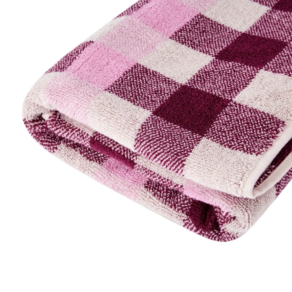 4 Cotton Check Bath Towel - Pink, 4 of 5