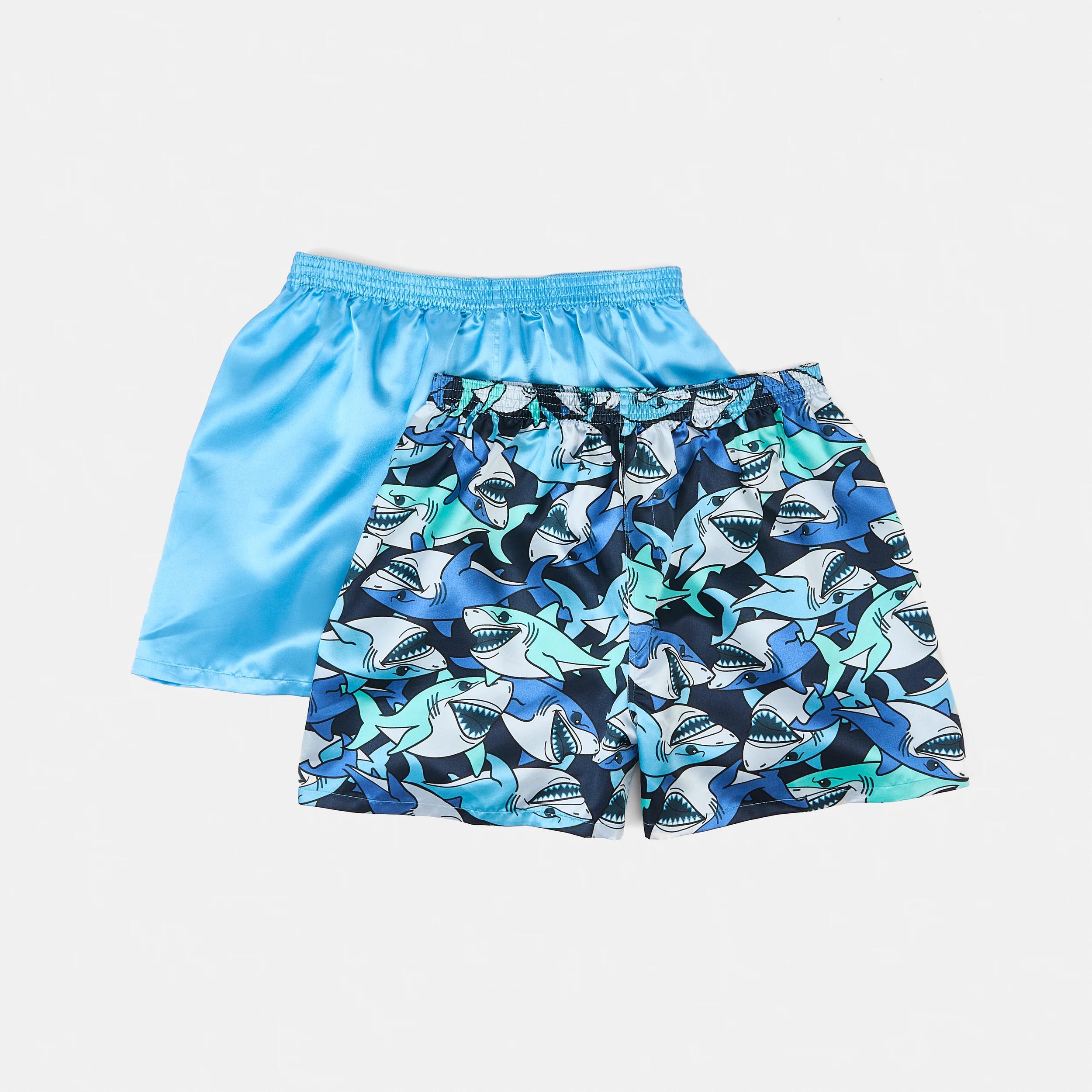1 2 Pack Satin Boxers SHARK FEST, 1 of 6