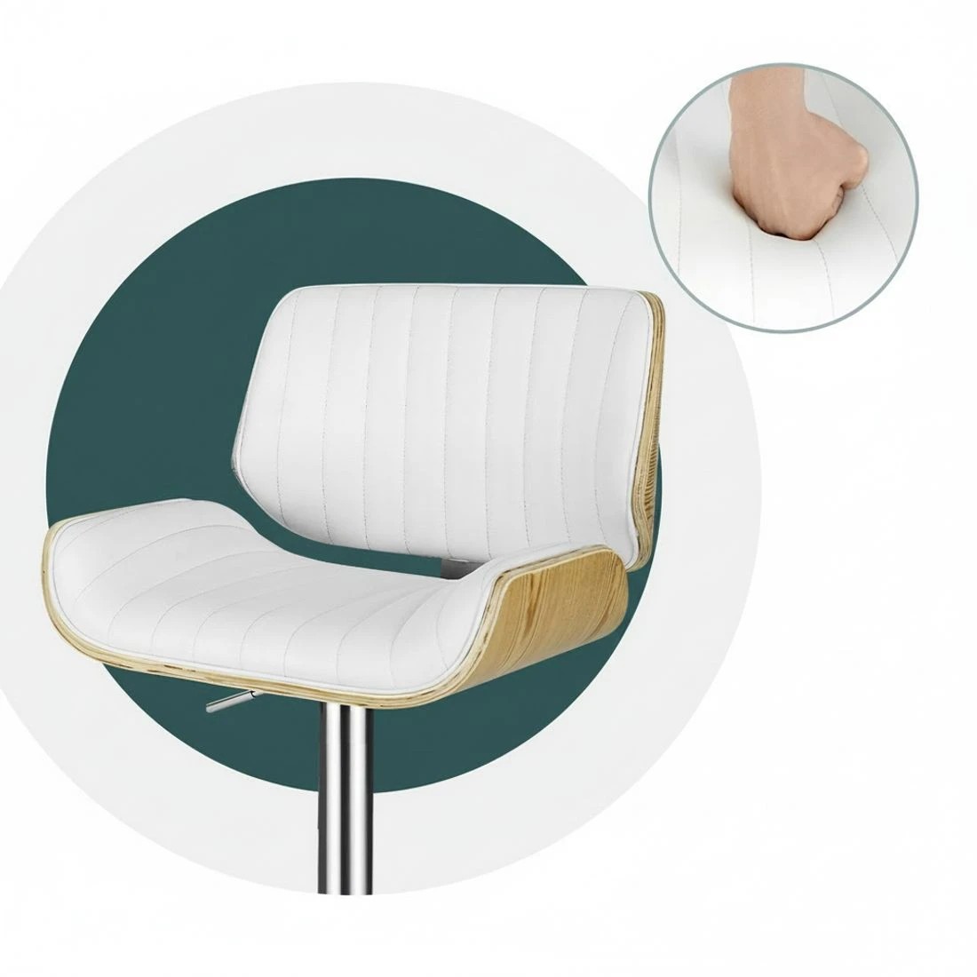 5 Artiss 4x Bar Stools Adjustable Leather Chairs - White, 5 of 6