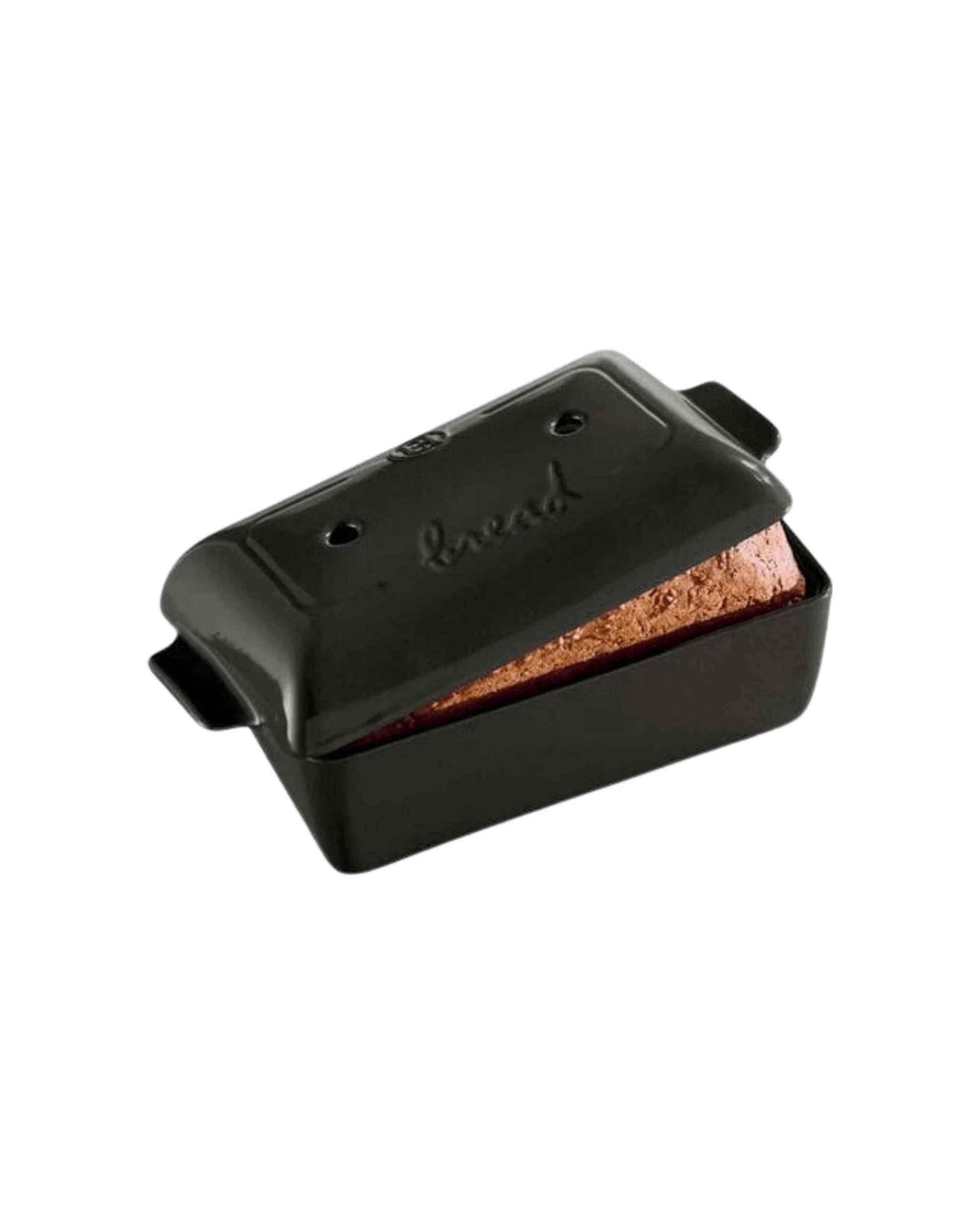 2 Emile Henry 24cm Ceramic Bread Loaf Baker Dish W/ Lid Tray Rectangle Charcoal - Charcoal, 2 of 5