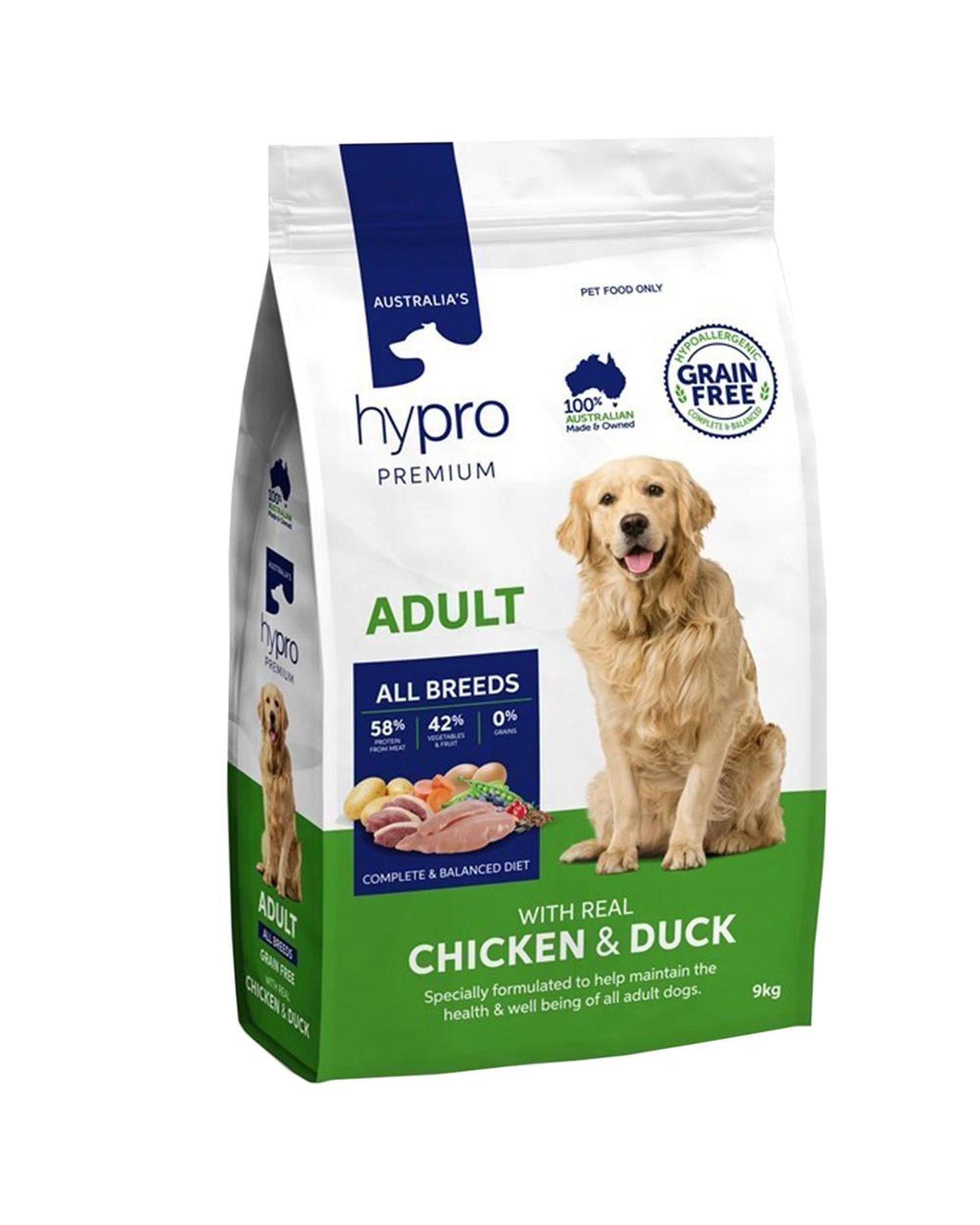 1 Hypro Premium Adult All Breeds Dry Dog Food Real Chicken & Duck 9kg, 1 of 1