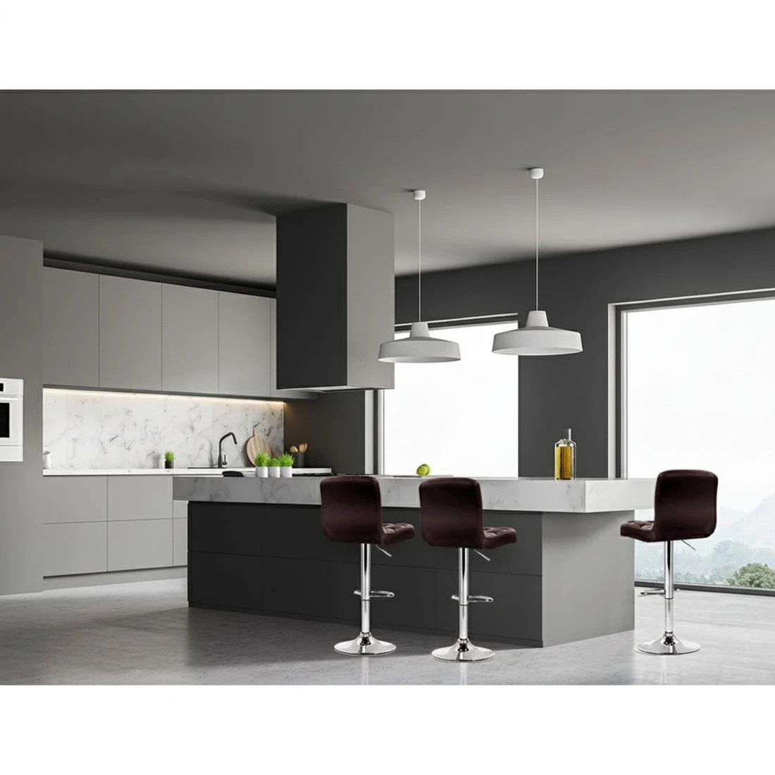 5 Artiss 4x Bar Stools Leather Gas Lift - Brown, 5 of 6