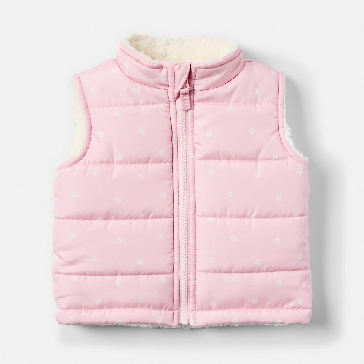 1 Reversible Puffer Vest Pnk Flower, 1 of 3