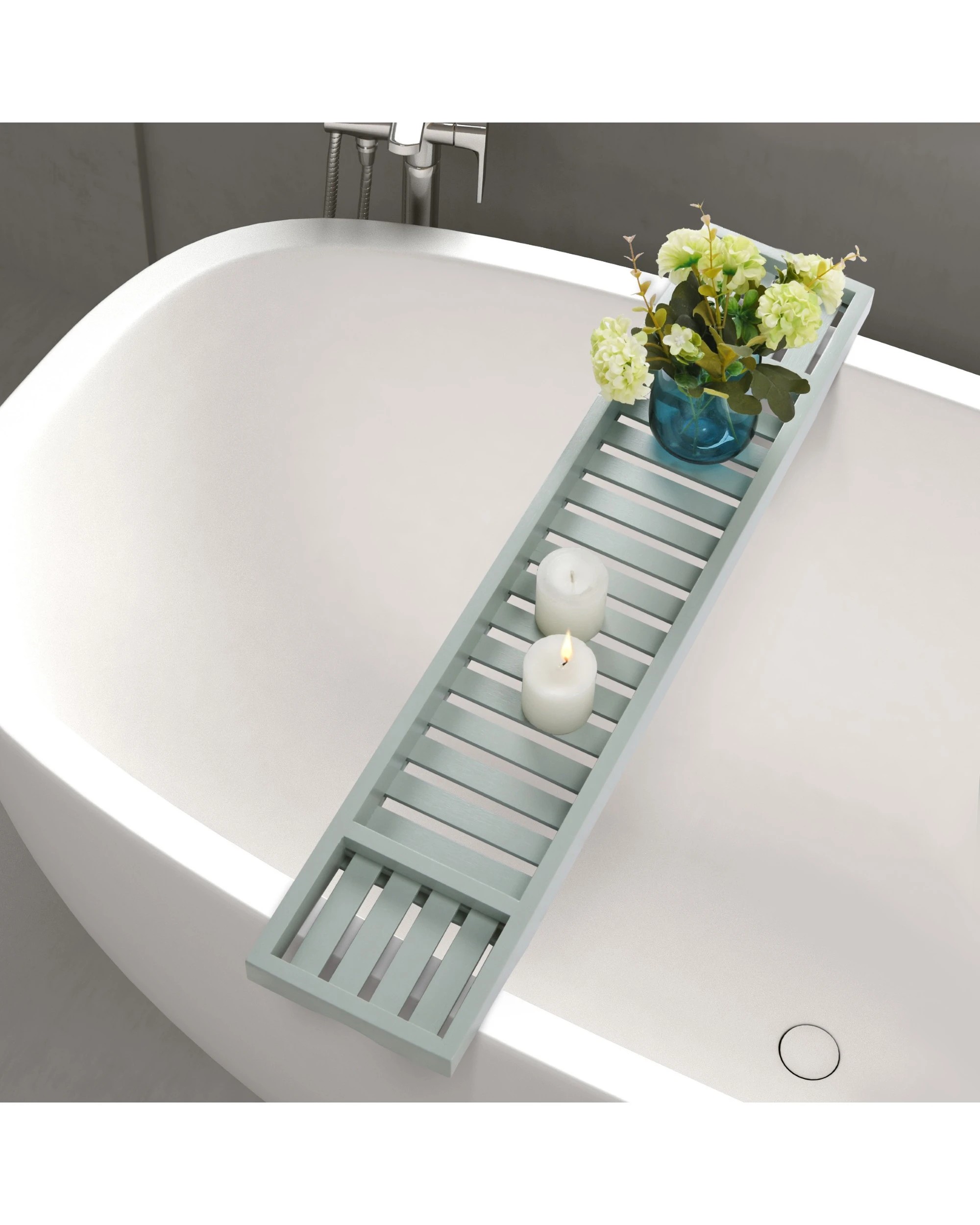 1 Cadence & Co. Essential Bamboo Bath Caddy 70x15x4.5cm - Green, 1 of 6