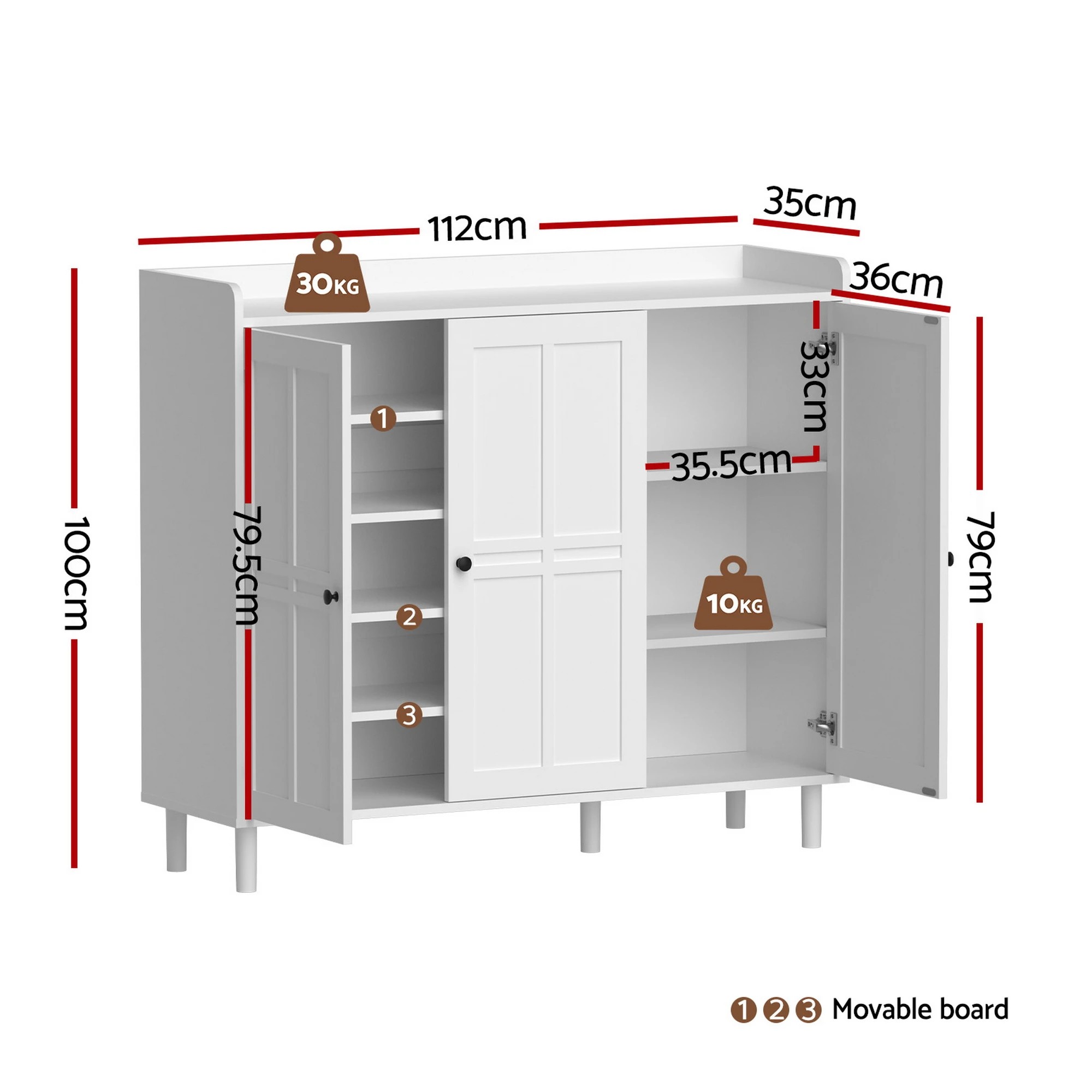 2 Artiss Shoe Rack Cabinet Storage Cupboard Adjustable Shelf - White, 2 of 10
