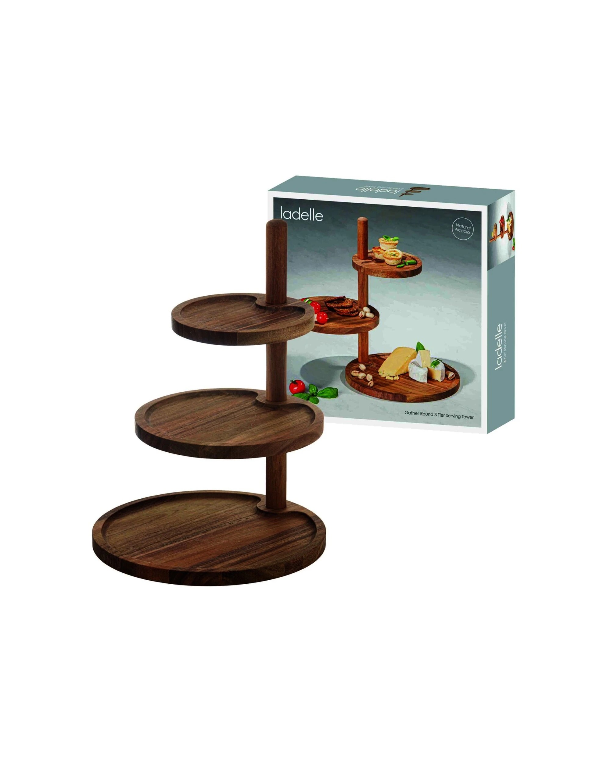 2 Ladelle Gather Round 3 Tier Serving Tower Snack Stand Servingware - Brown, 2 of 2