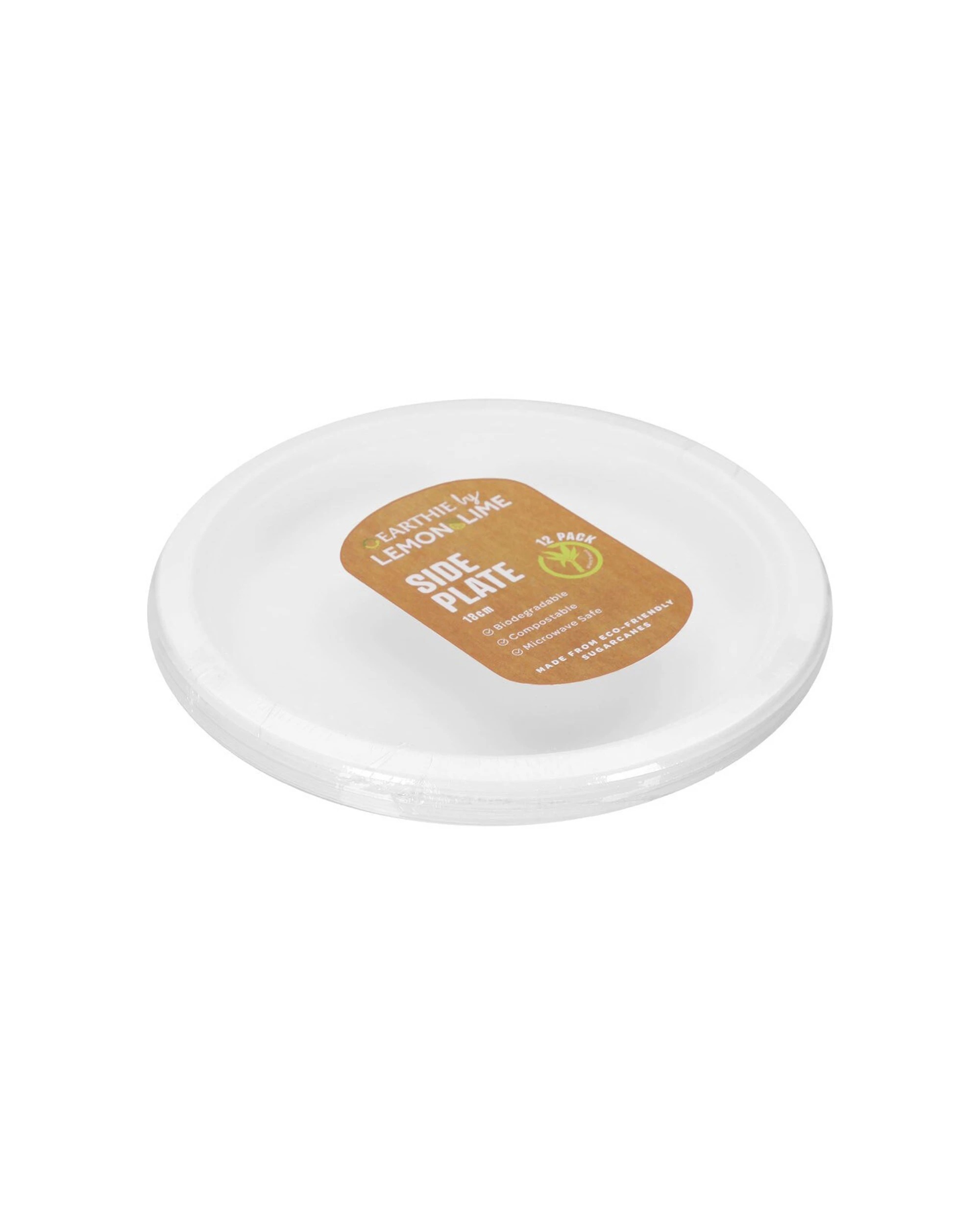 2 12pc Lemon & Lime Eco/biodegradable/compostable Disposable 18cm Side Plate White
 - White, 2 of 3