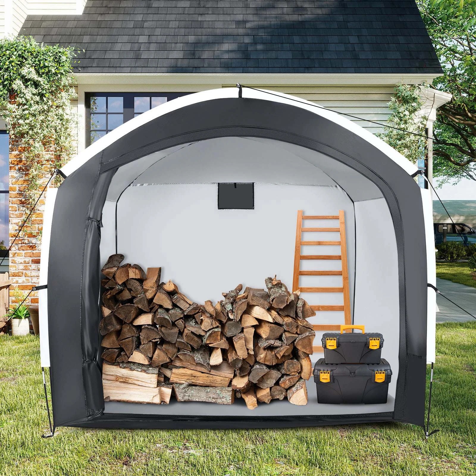 3 Costway 2.2x1.85M Bike Storage Shed Outdoor Portable Bicycle Cover Shelter - Black, 3 of 3