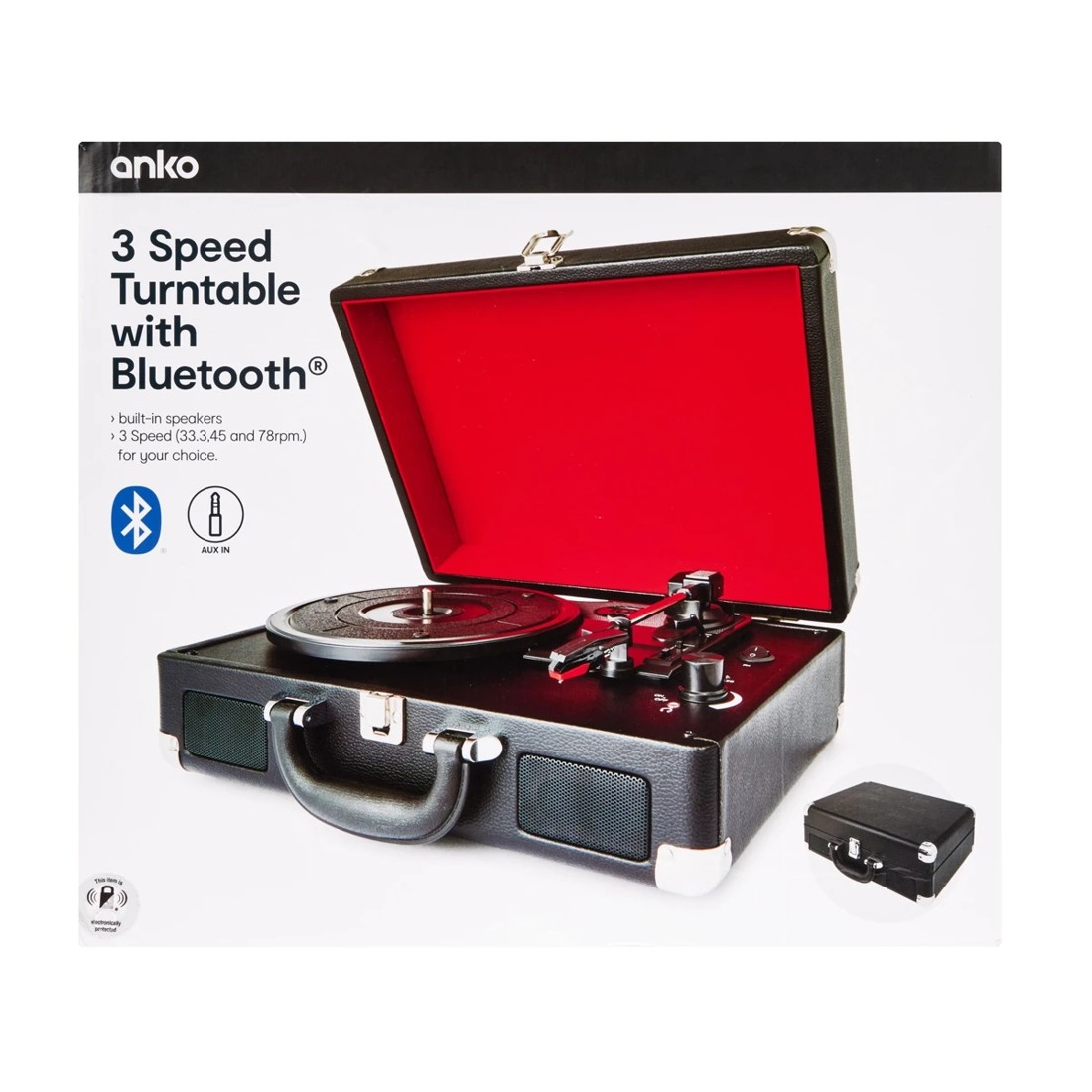 10 3 Speed Turntable with Bluetooth - Black and Red, 10 of 10