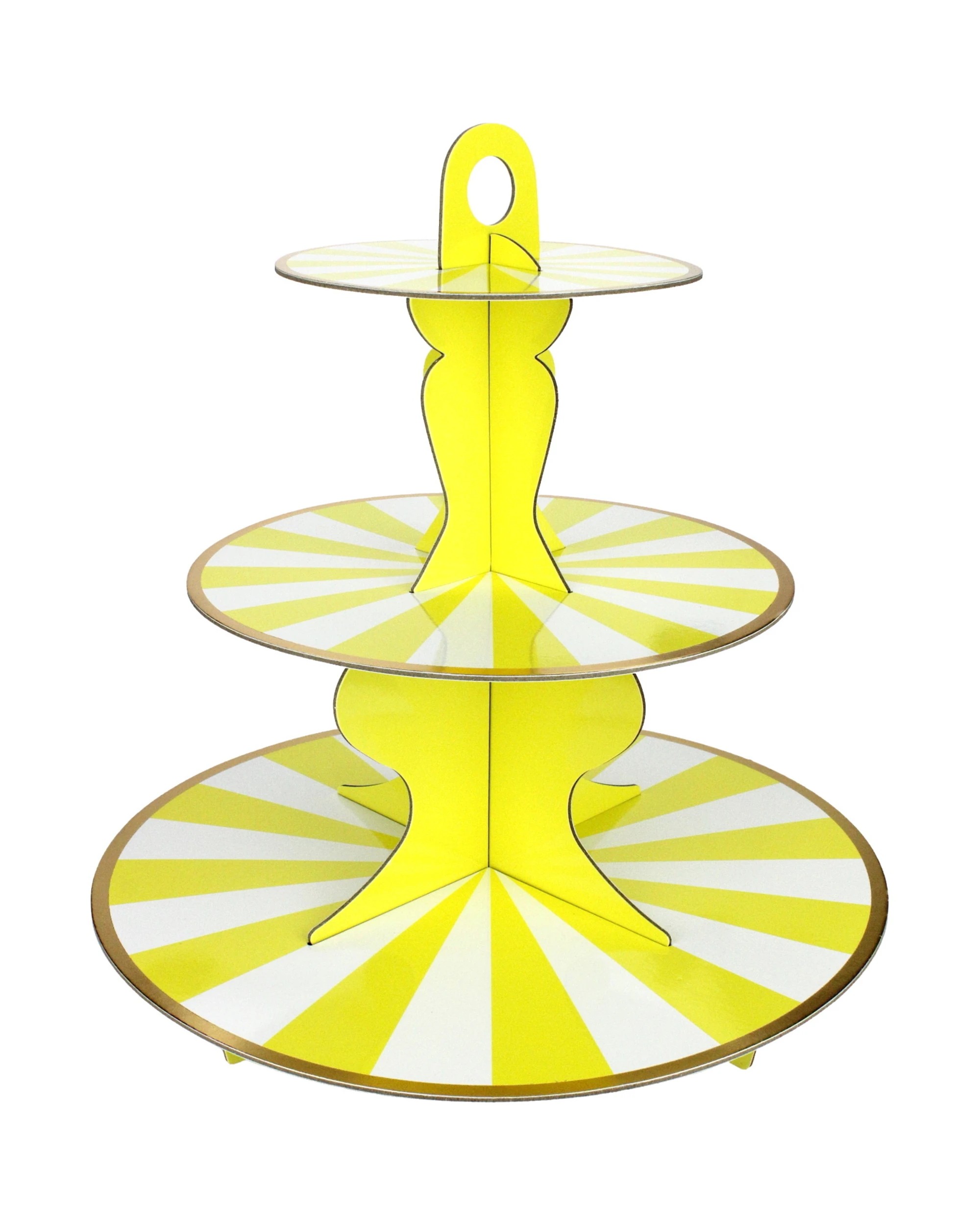 1 Party Maker & White Candy Stripe Cupcake Stand - Yellow, 1 of 1