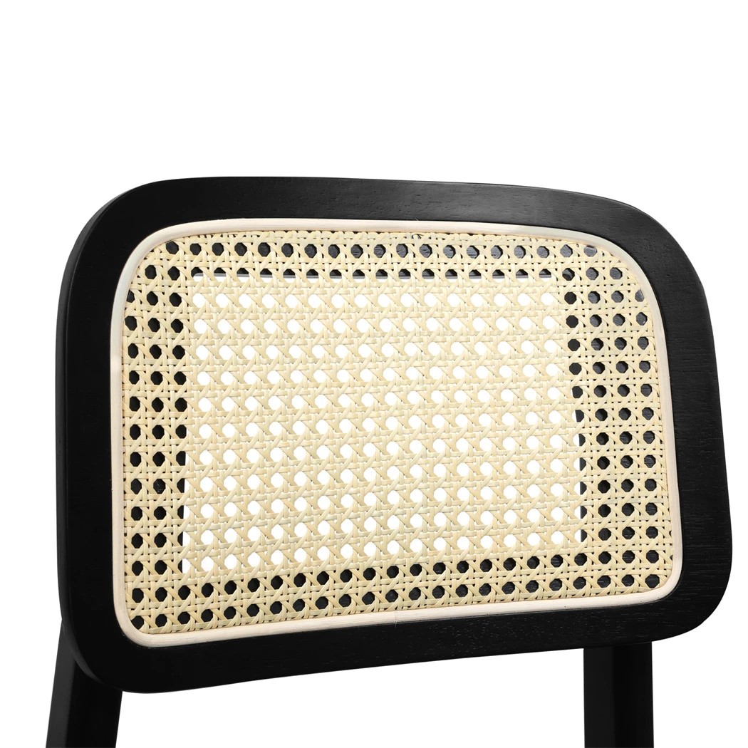 5 Levede 8Pcs Dinning Chair Solid Wood Fabric Seat in Black Colour, 5 of 6