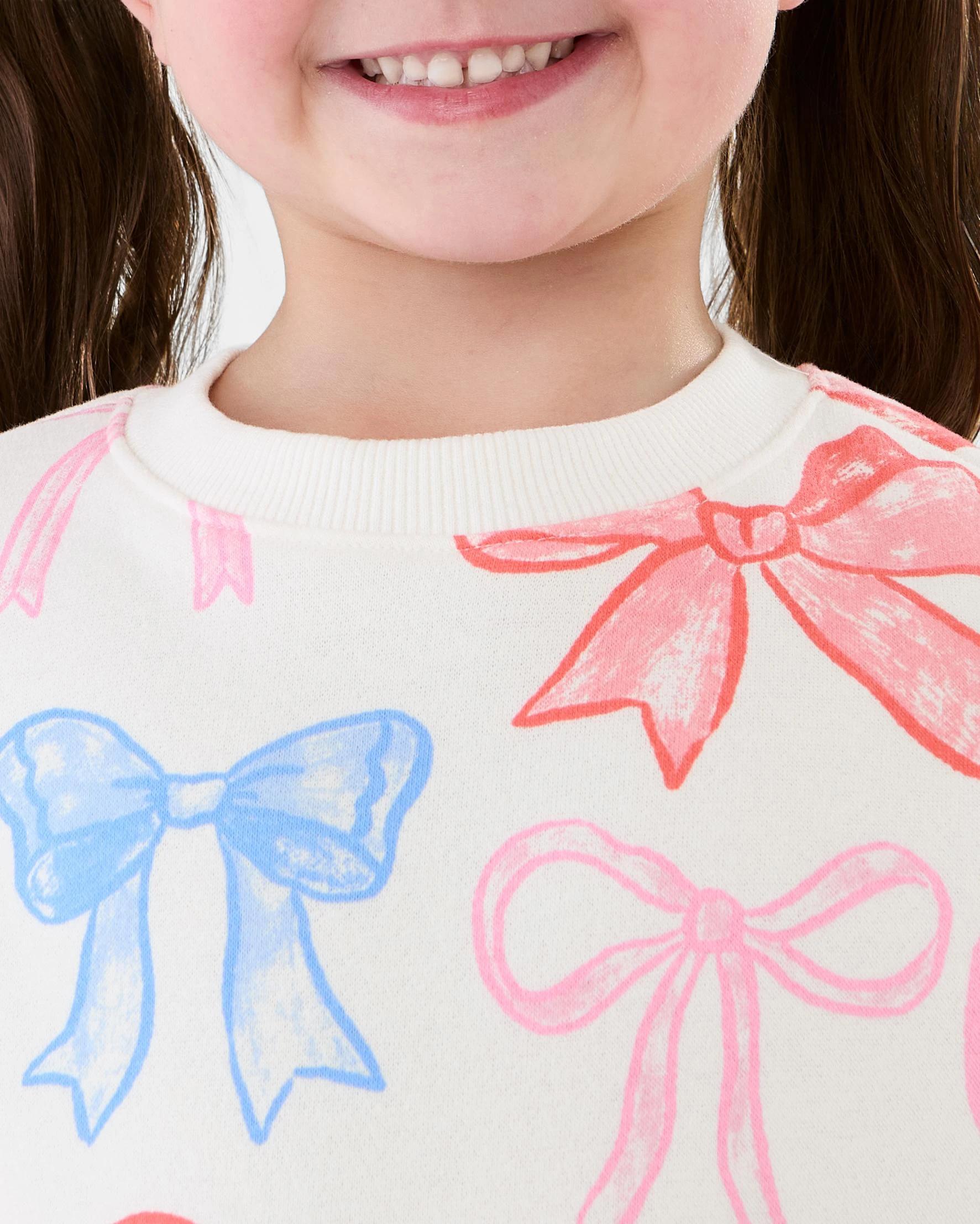 4 Crew Neck Top and Leggings Set Wht Bows, 4 of 7