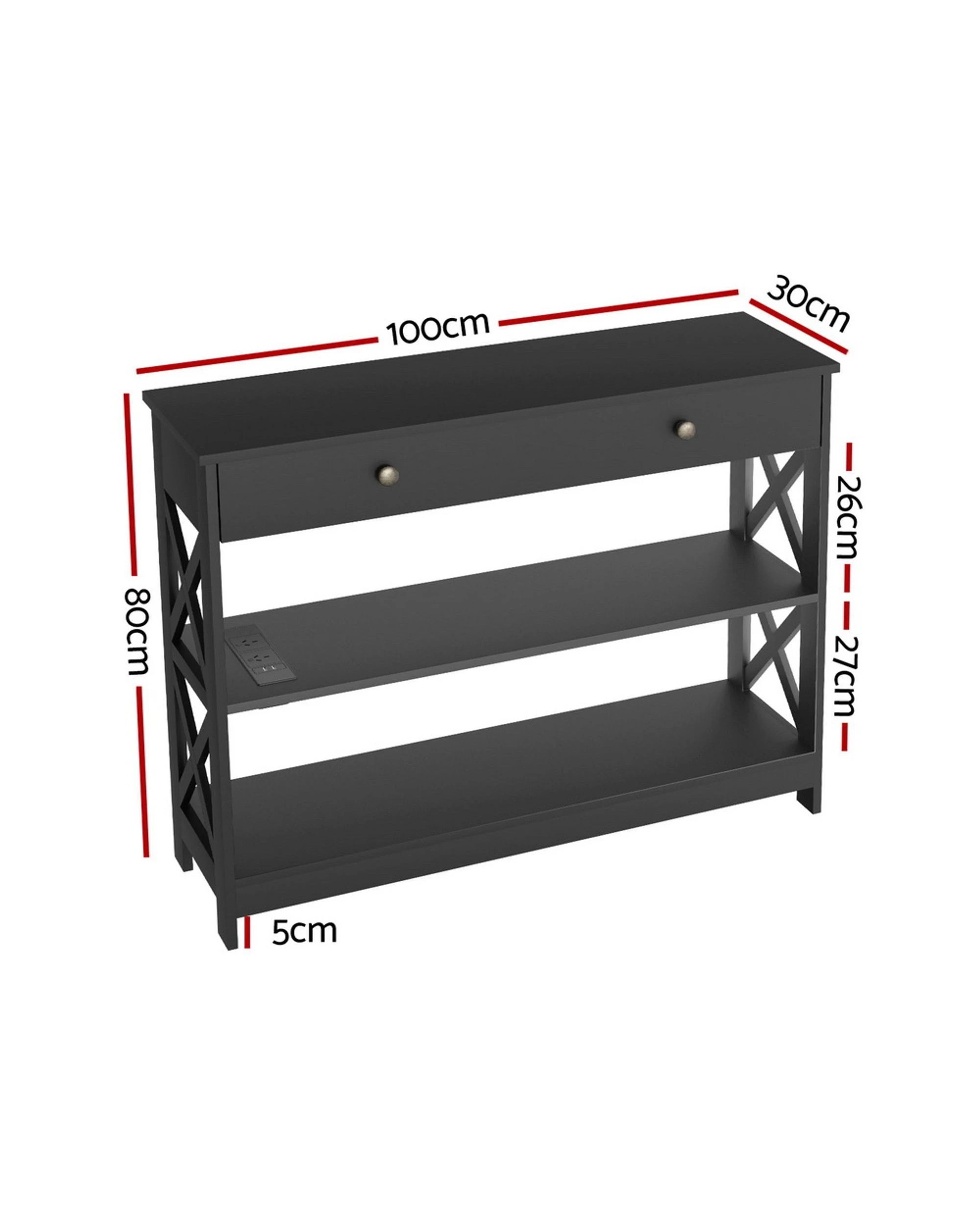 2 Artiss Console Table 3-tier Usb Outlets
 - Black, 2 of 8