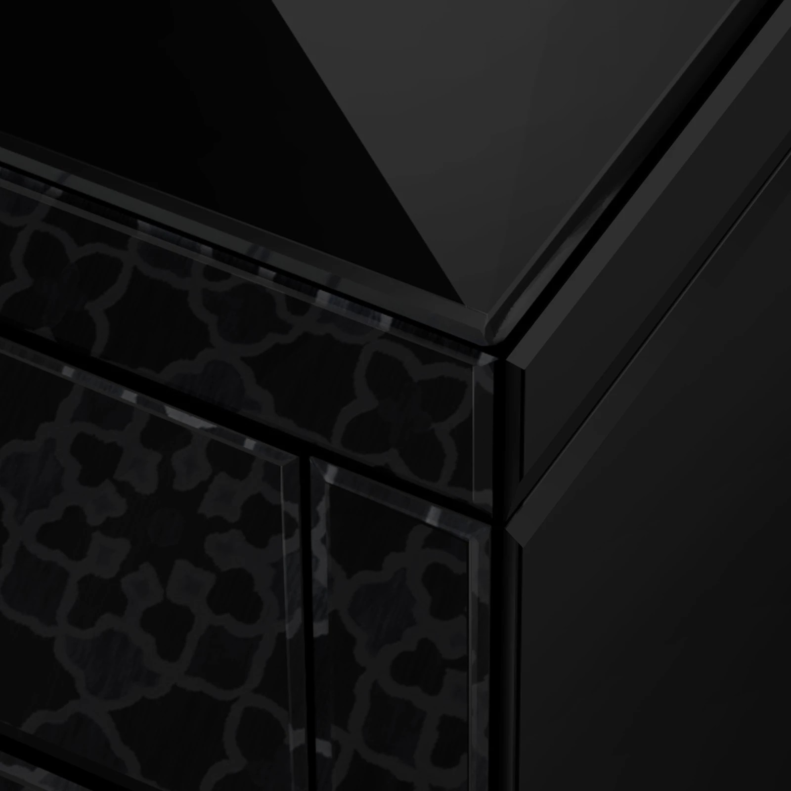 7 Alfordson Bedside Table Mirrored Cabinet Nightstand Side End Table Drawers - Black, 7 of 10