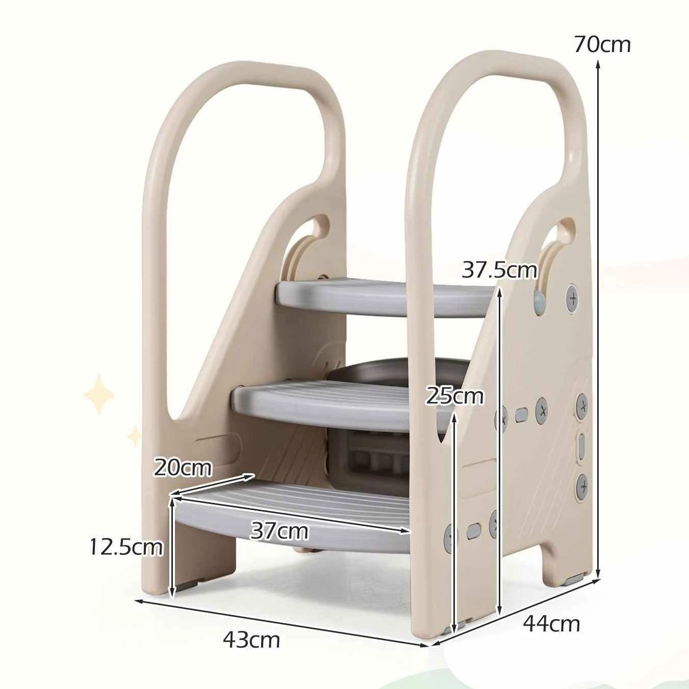 2 Costway 3-Step Stool Adjustable Helper Ladder Stool Handles Potty Training, 2 of 3