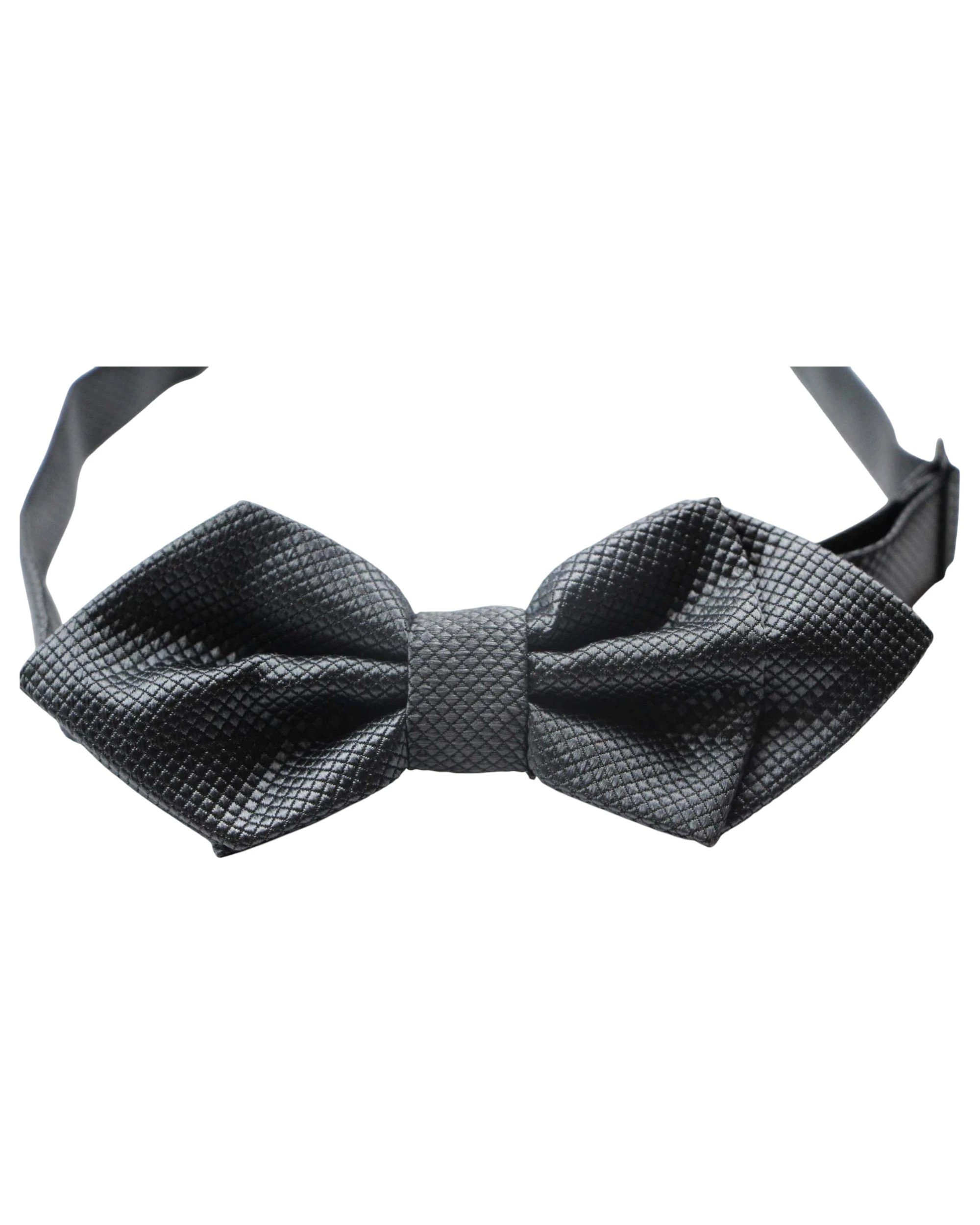 3 Zasel Mens Gunmetal Diamond Shaped Checkered Bow Tie, 3 of 3