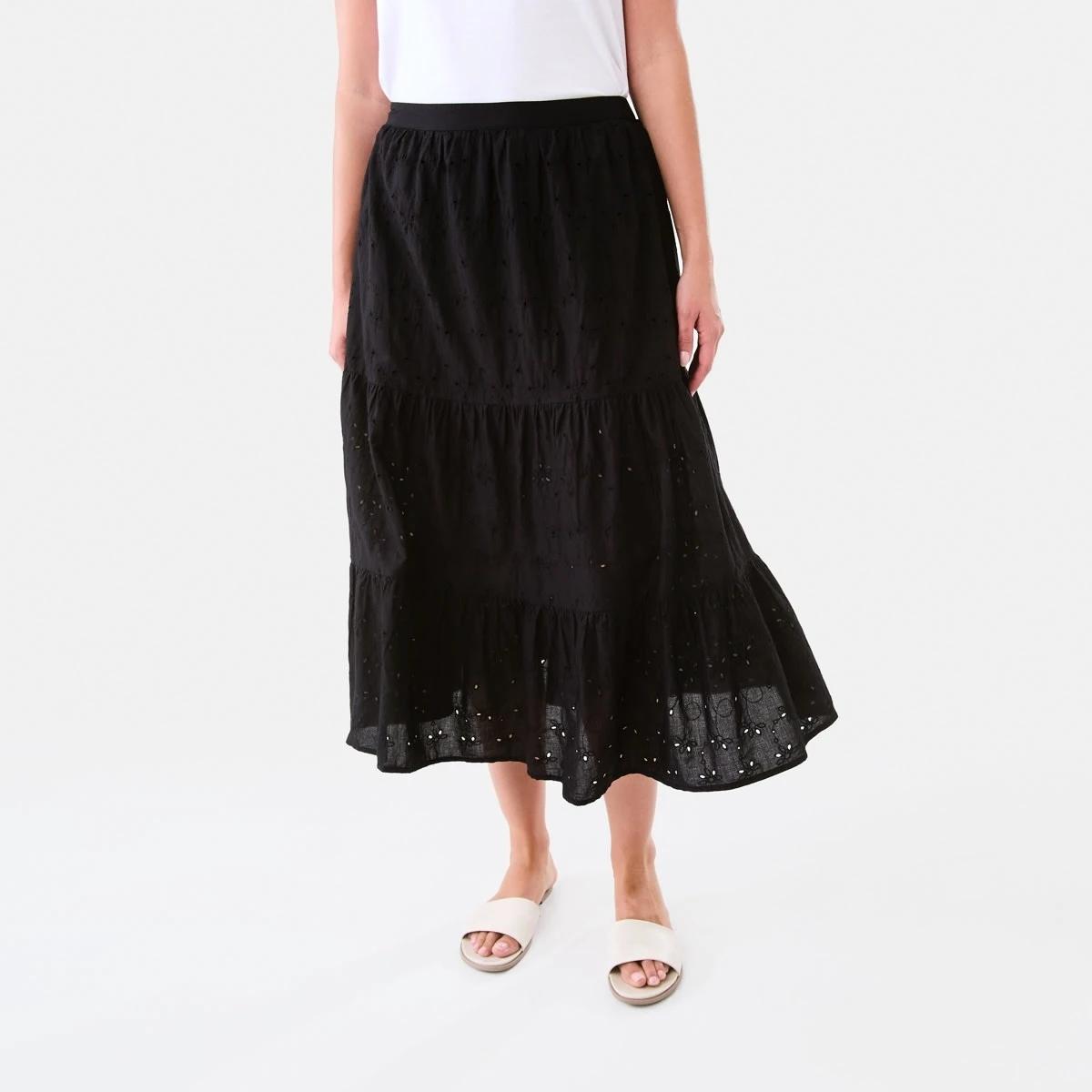1 Broderie Maxi Skirt Black, 1 of 6