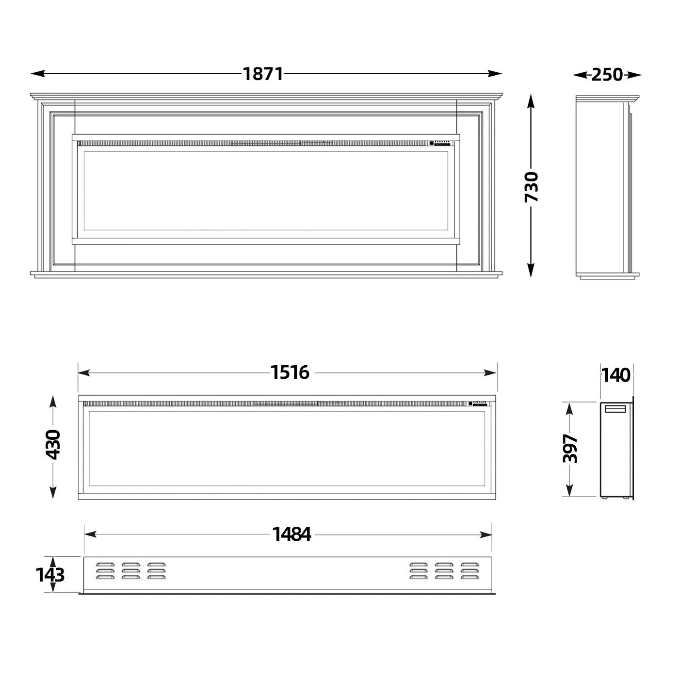 2 Moda Living Concerto 60 inch Electric Fireplace Insert with Eton White Mantel Suite - White, 2 of 6