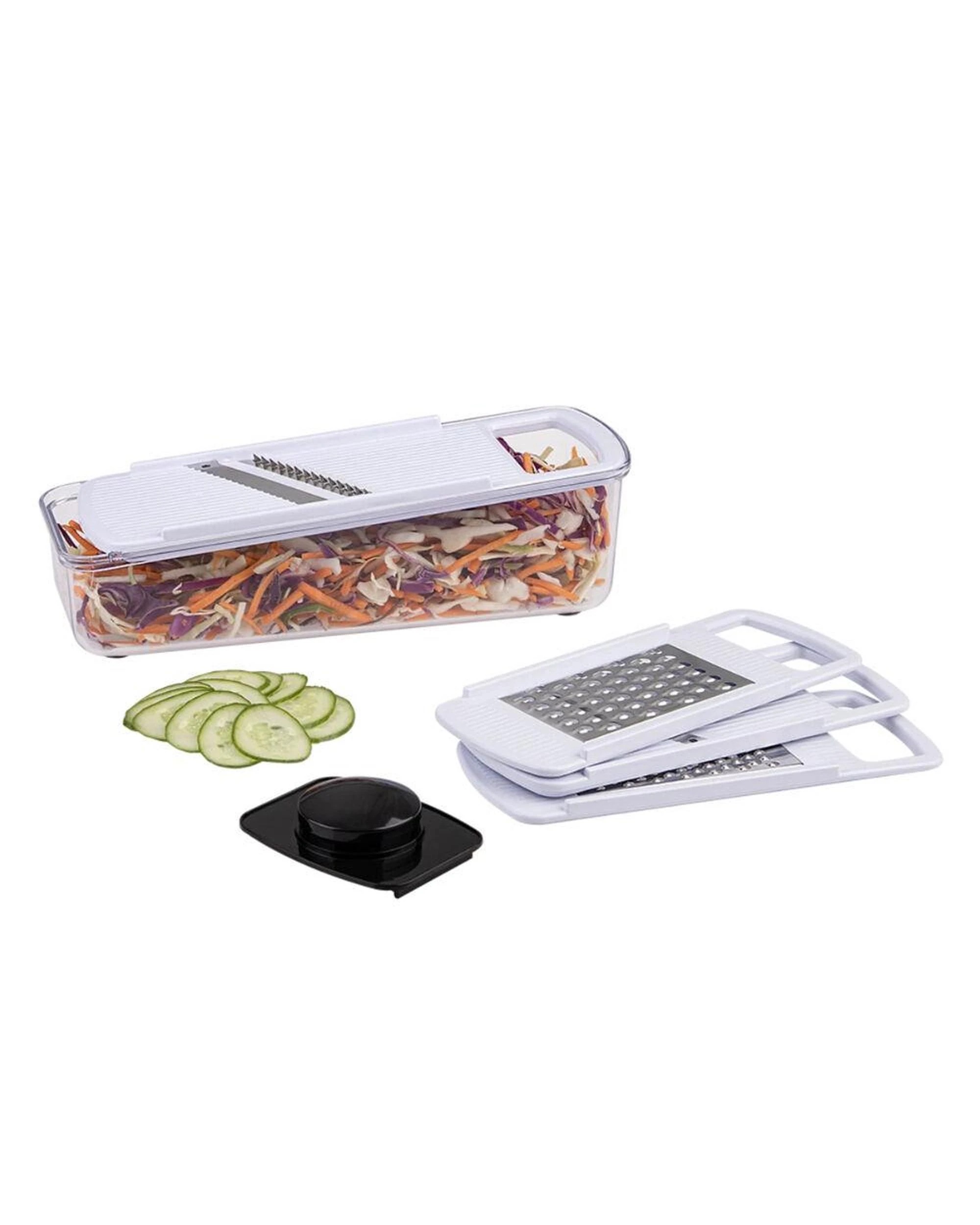 2 Appetito 6 Piece Multi Slicer & Grater Set 4 Blades Vegetable Cutter White, 2 of 8