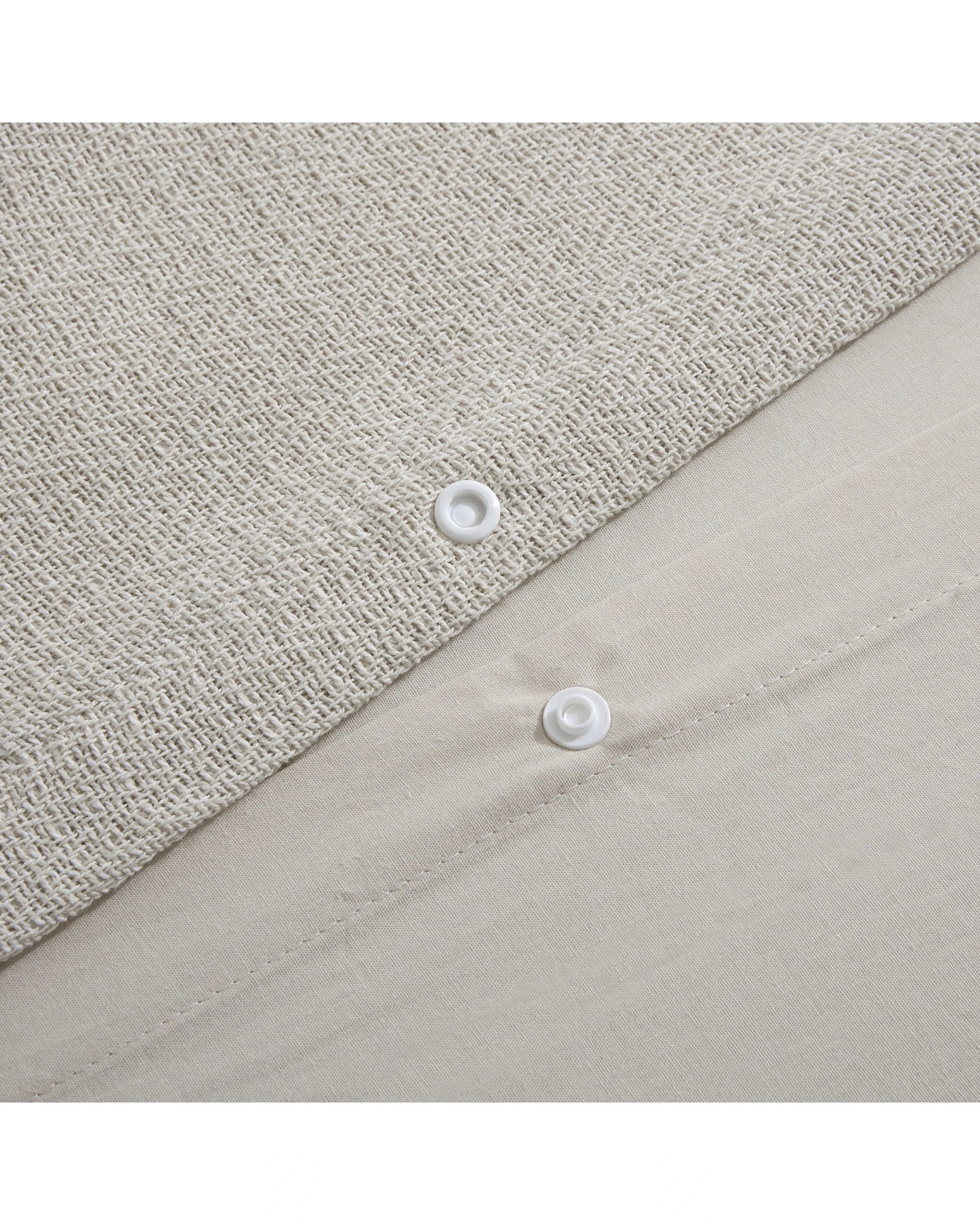 5 Dreamaker 100% Cotton Textured Herringbone Quilt Cover Set - Double Bed - Natural, 5 of 7