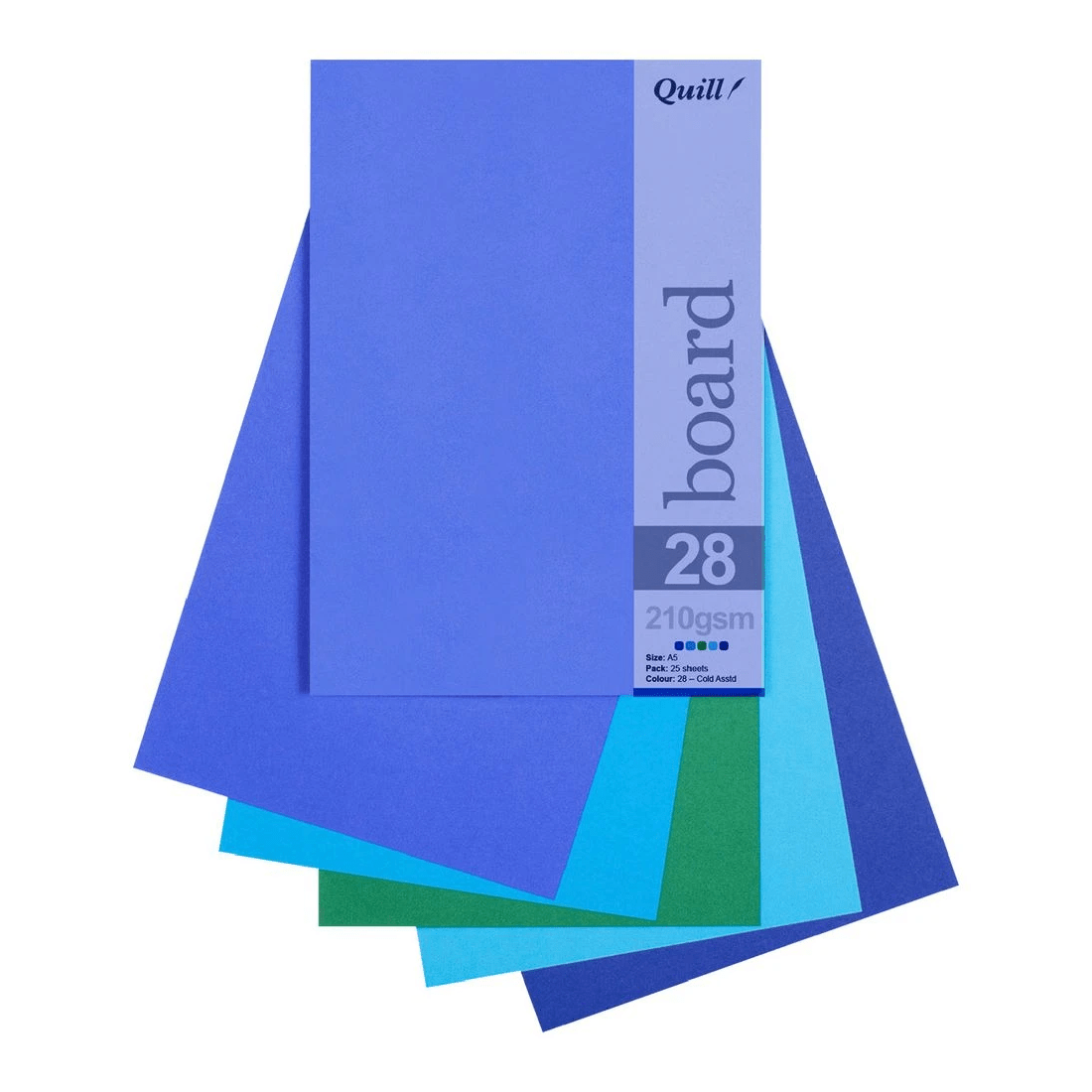 1 Quill A5 210gsm Board Cold Assorted 25 Pack, 1 of 2