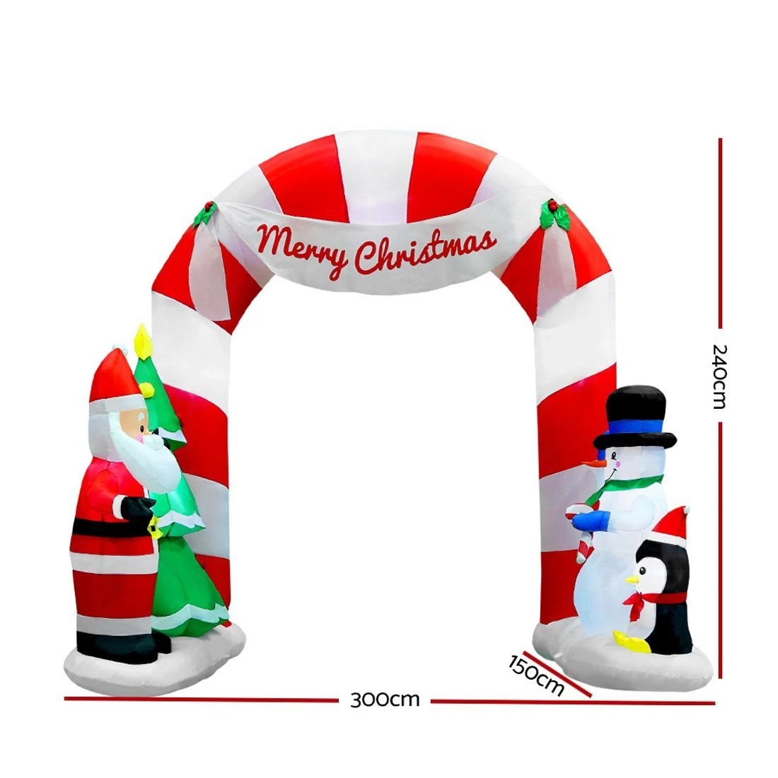 3 Jingle Jollys Christmas Inflatable Archwary Santa 3m Illuminated Decorations Durable Space Saving Modern Decor - White, 3 of 7