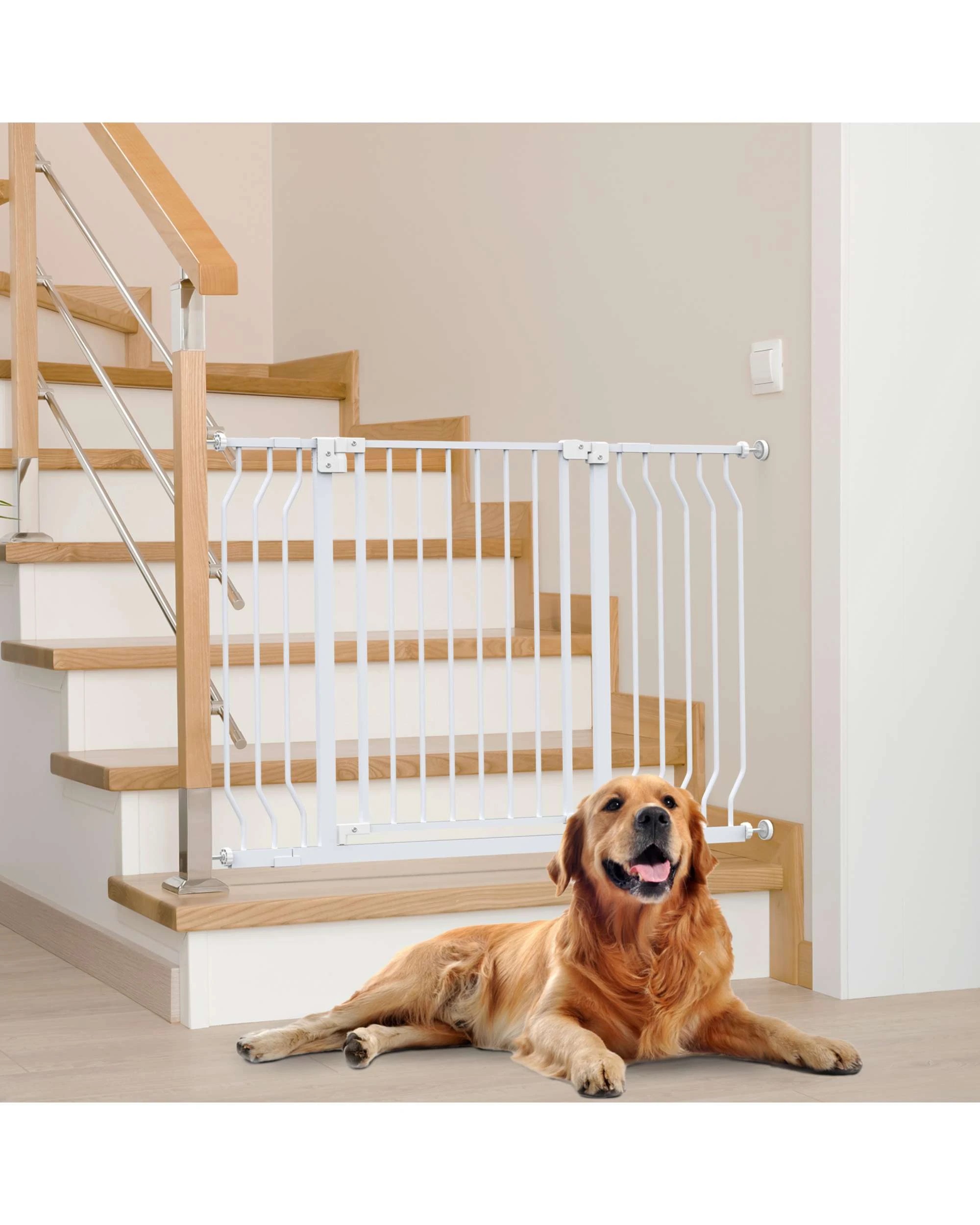 3 Pet Safety Gate 75-123cm Expandable Pet Door, 3 of 9
