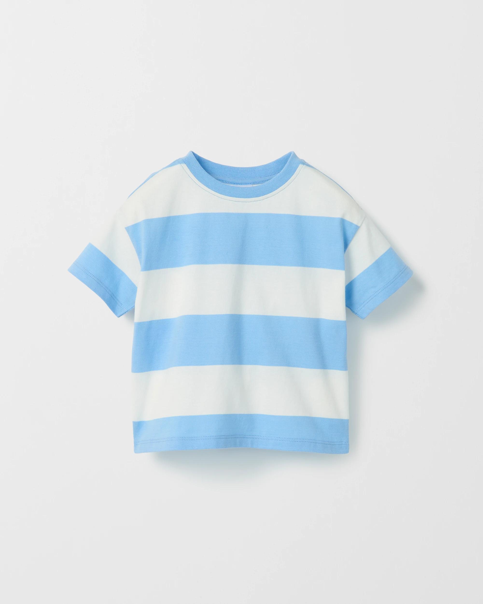 4 Target Baby Baby Organic Cotton Oversized Print T-Shirt BLUE STRIPE DELLAROBIA, 4 of 5