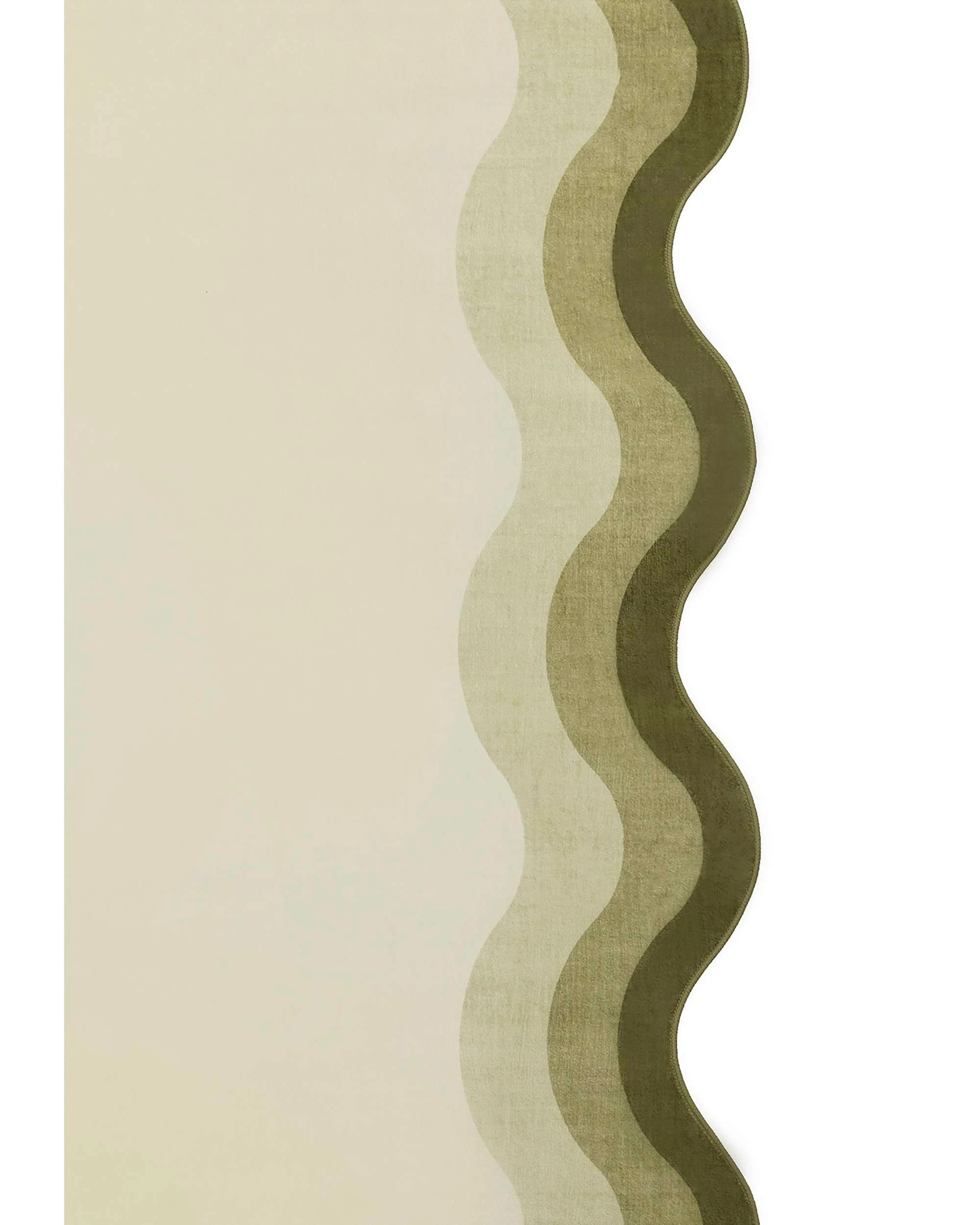7 Loopsie Fasano Tonal Scalloped Washable Rug-220cm x 150cm - Green, 7 of 8