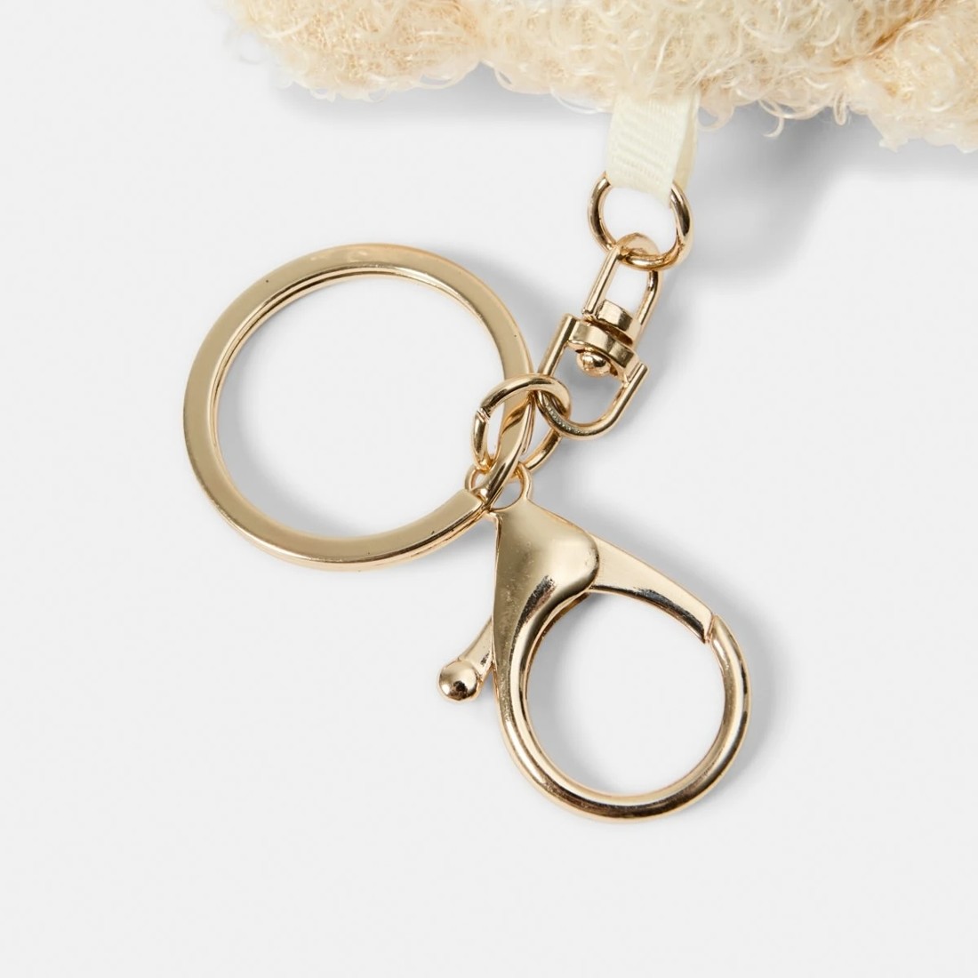 3 Bear Charm Keyring - Beige, Gold Tone, Red and White, 3 of 3