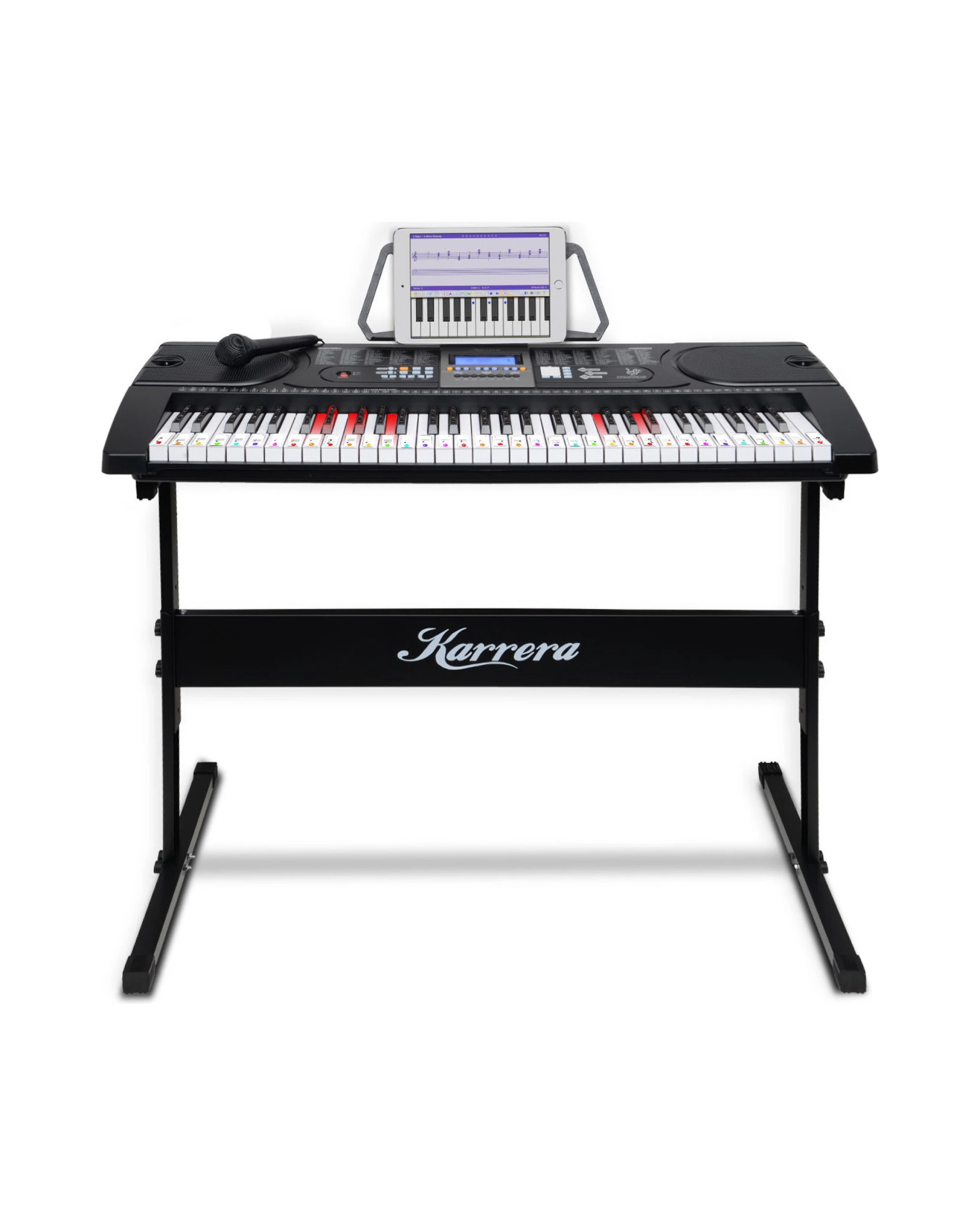 1 Karrera 61 Keys Electronic LED Keyboard Piano with Stand in Black - Black, 1 of 7
