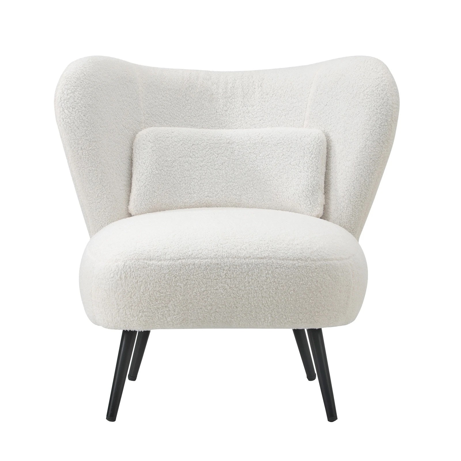 8 Oikiture 2x Armchair Lounge Chair with Lumbar Pillow Wingback Boucle - White, 8 of 10