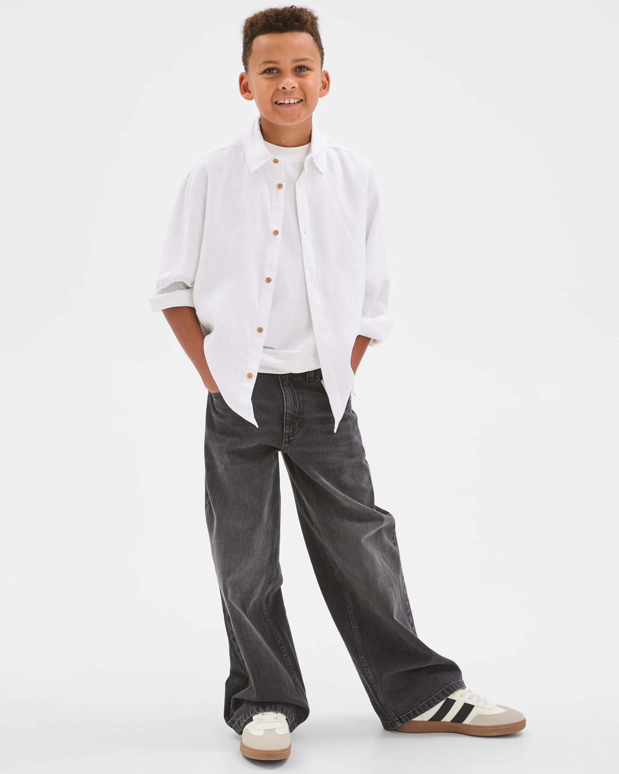 1 Target Kids European Linen Long Sleeve Shirt WHITE, 1 of 6