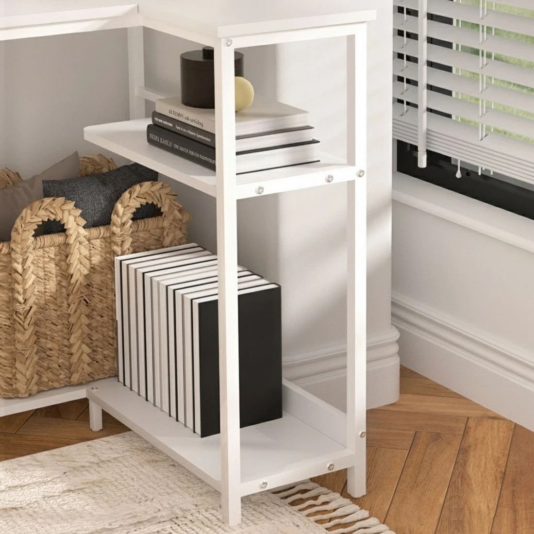 6 Artiss Computer Desk L-Shape Home Office Study Table Open Shelves  100CM - White, 6 of 6